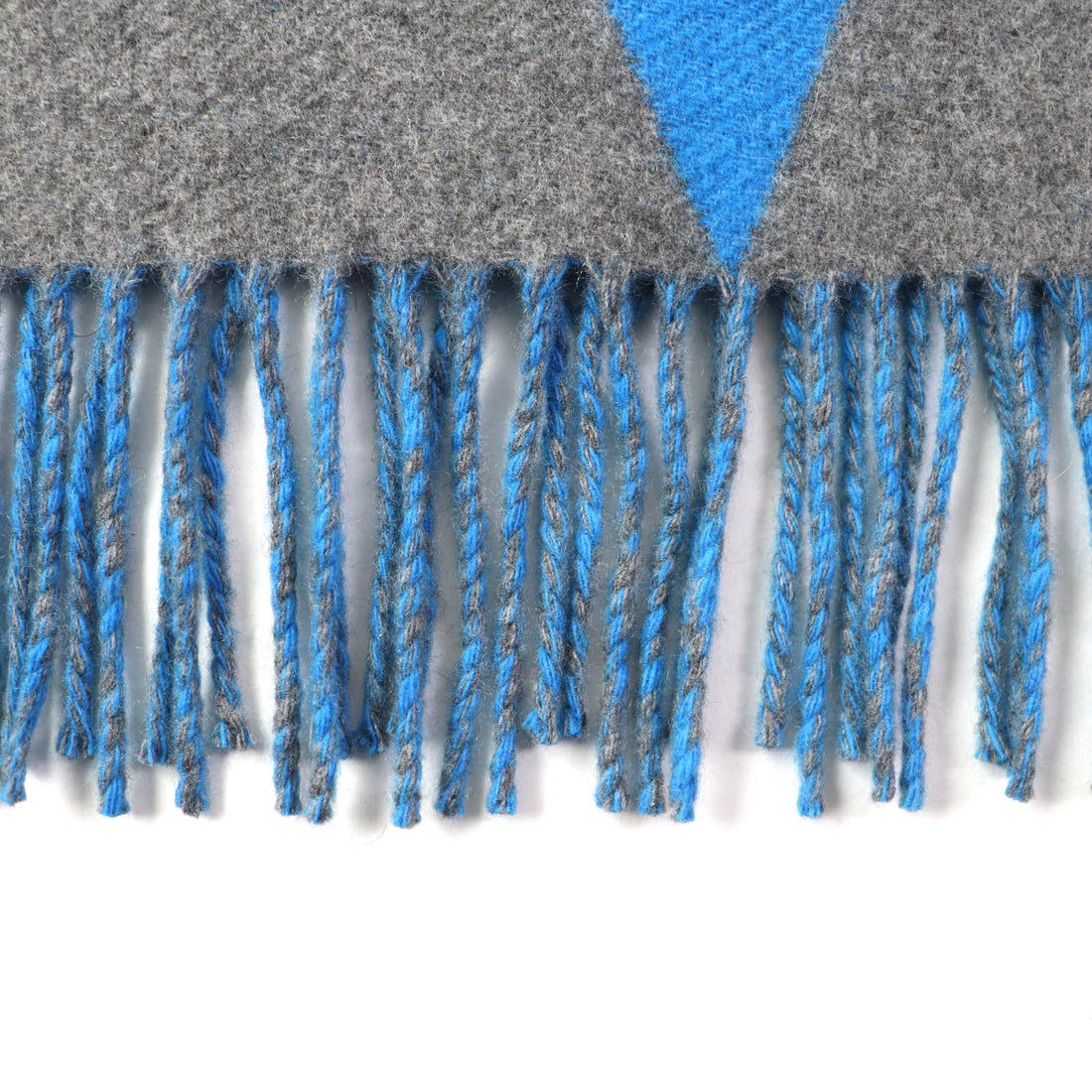 HERMES Cashmere Fringed Shawl Blue Gray