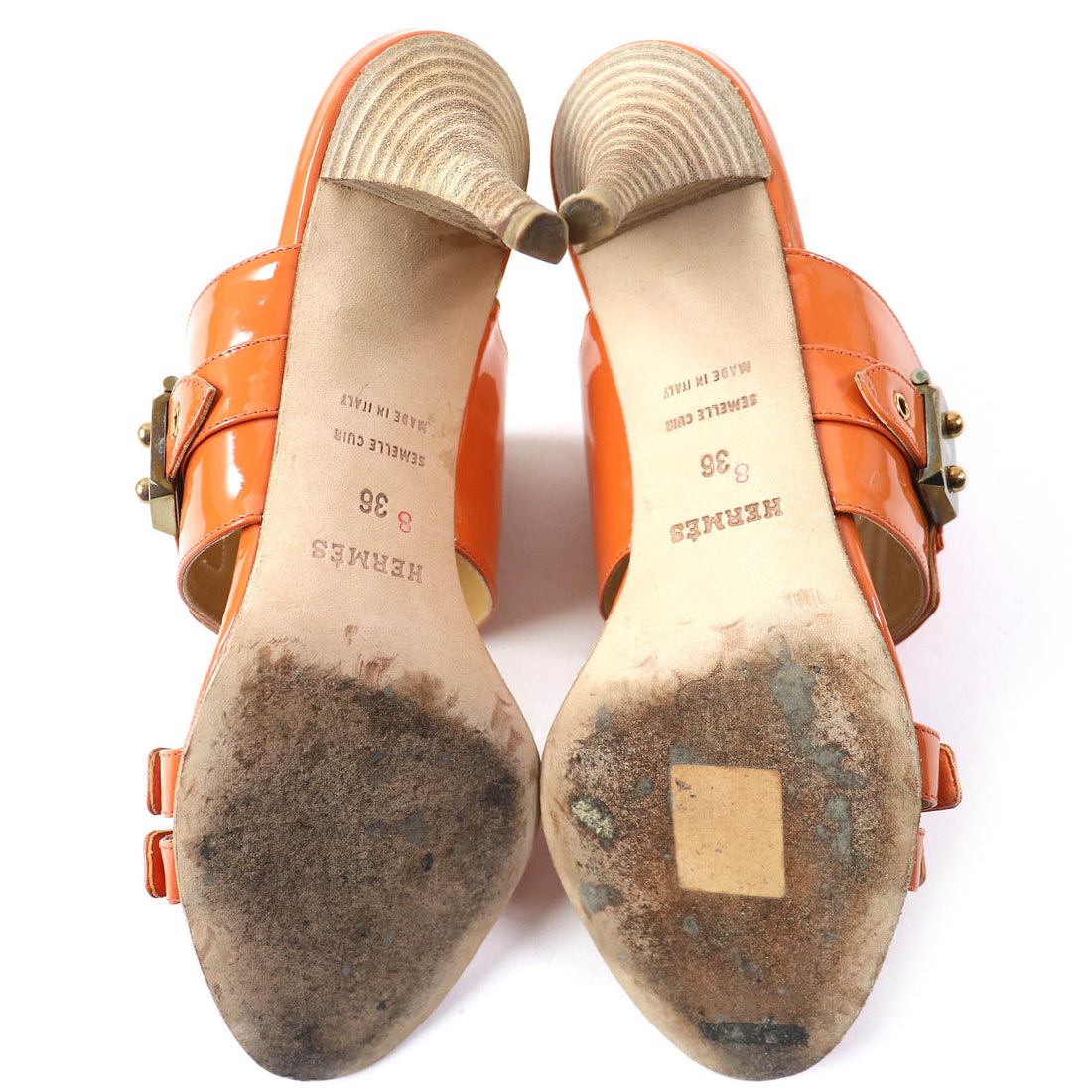 Hermes Sac a Depeche Metal Sandals Orange 36