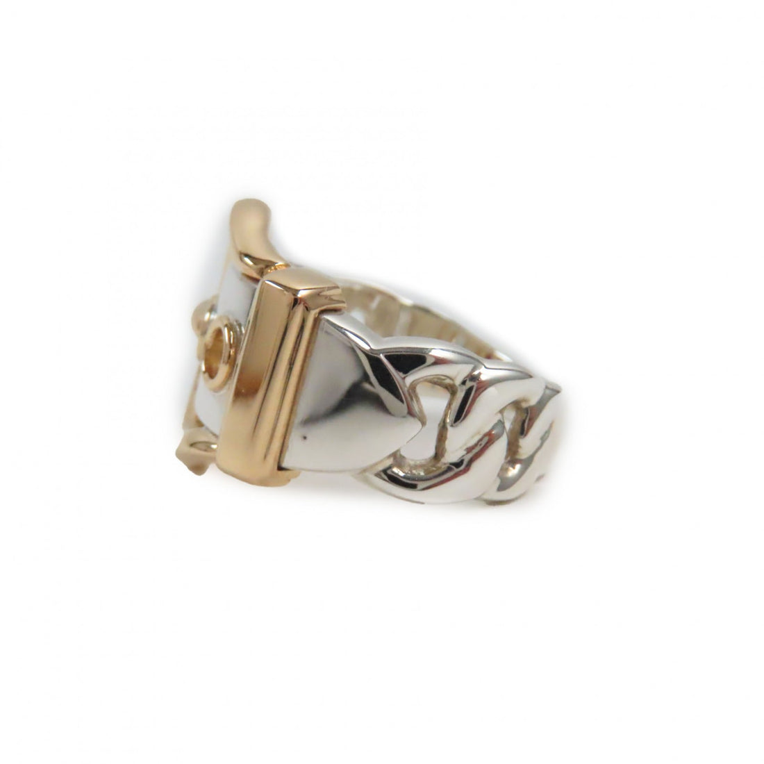 Hermes Silver Gold Ring Size 9