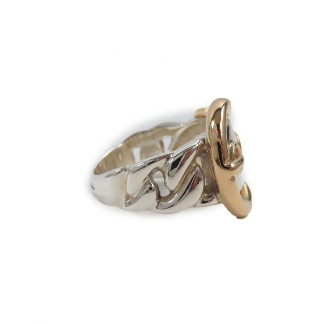 Hermes Silver Gold Ring Size 9