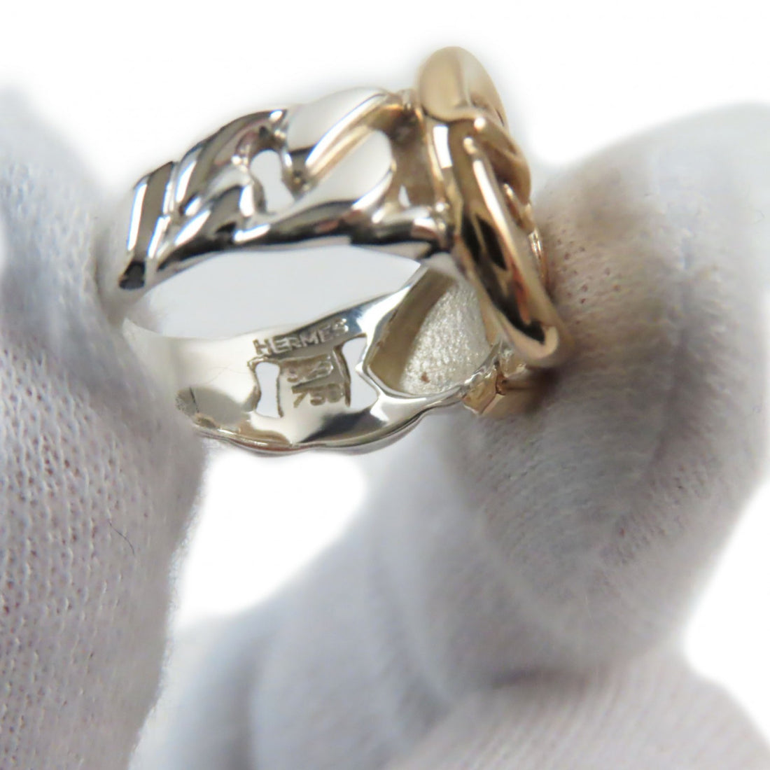 Hermes Silver Gold Ring Size 9