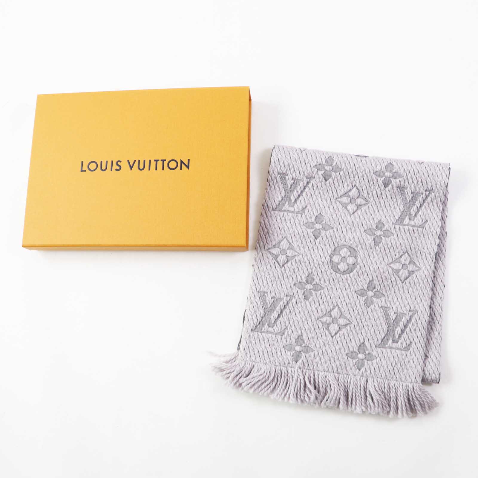 Louis Vuitton Wool Silk Logo Mania Scarf M74742