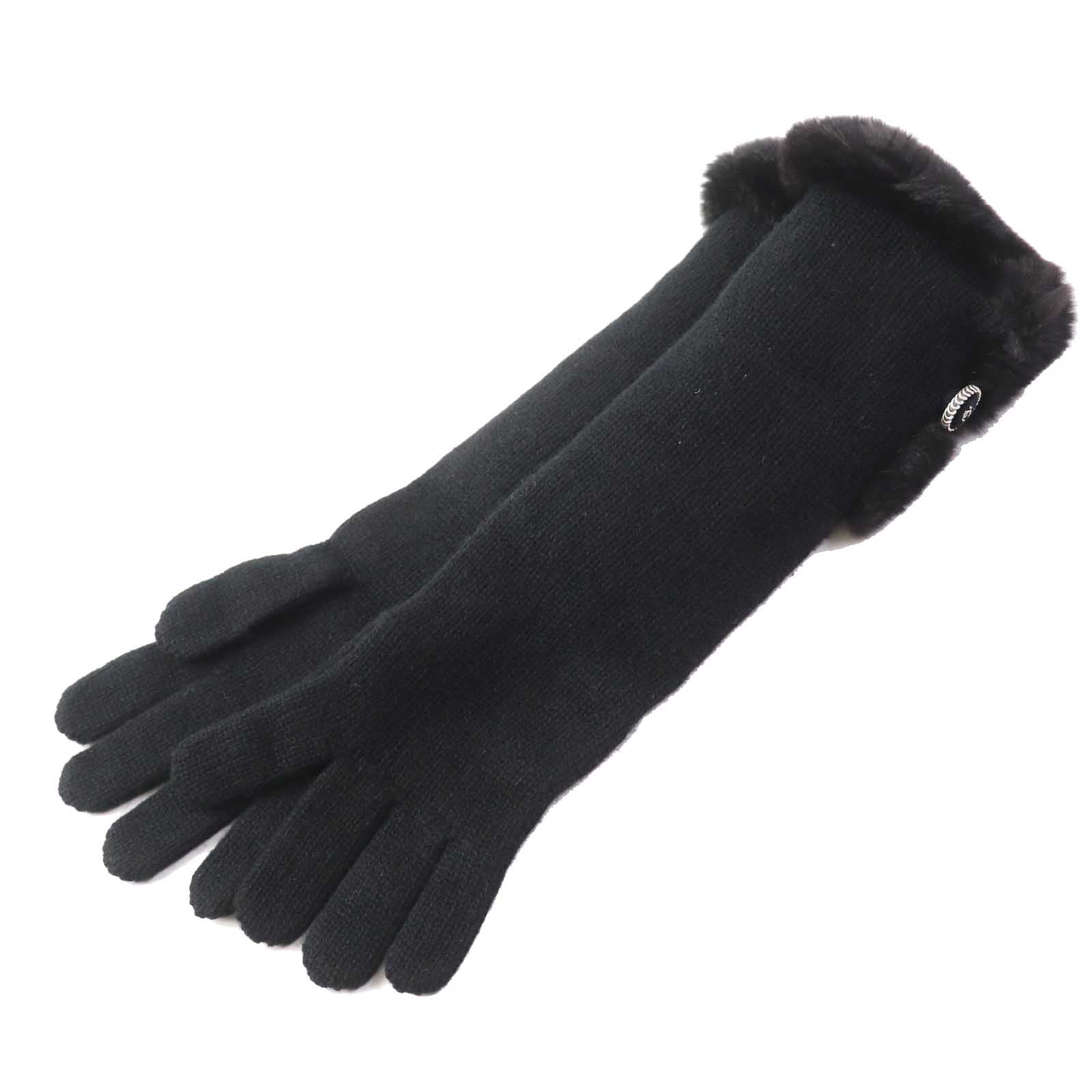 Chanel 13B Cashmere Gloves Black Women