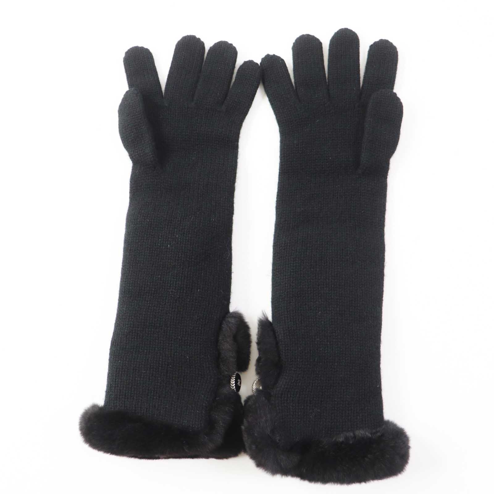 Chanel 13B Cashmere Gloves Black Women