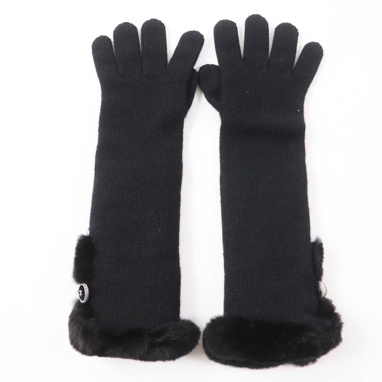 Chanel 13B Cashmere Gloves Black Women