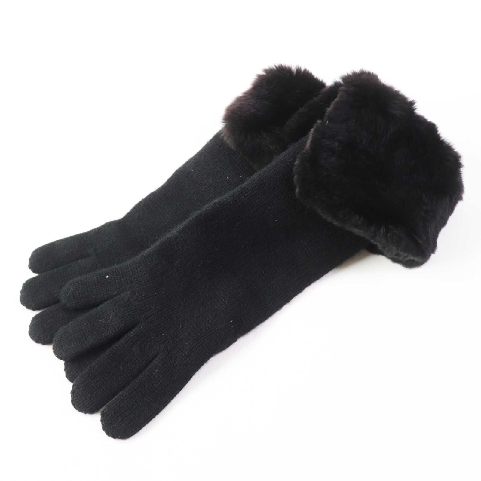 Chanel 13B Cashmere Gloves Black Women