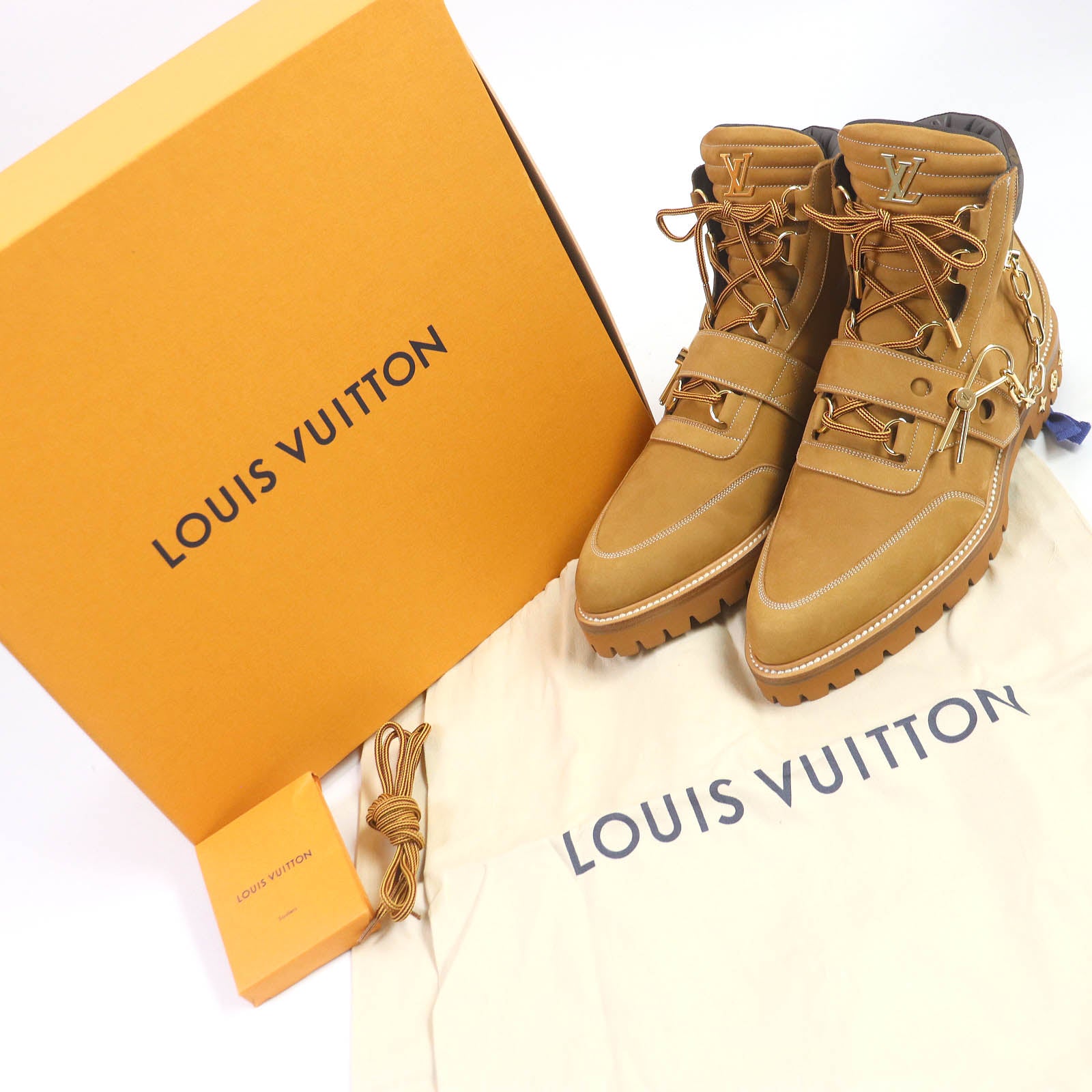 Louis Vuitton Creeper Line Ankle Work Boots Beige