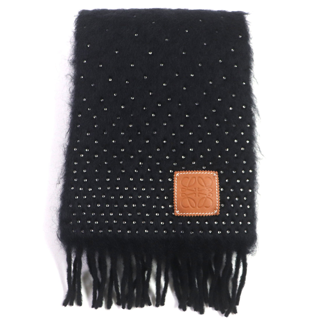 Loewe Mohair Wool Rhinestone Logo Scarf