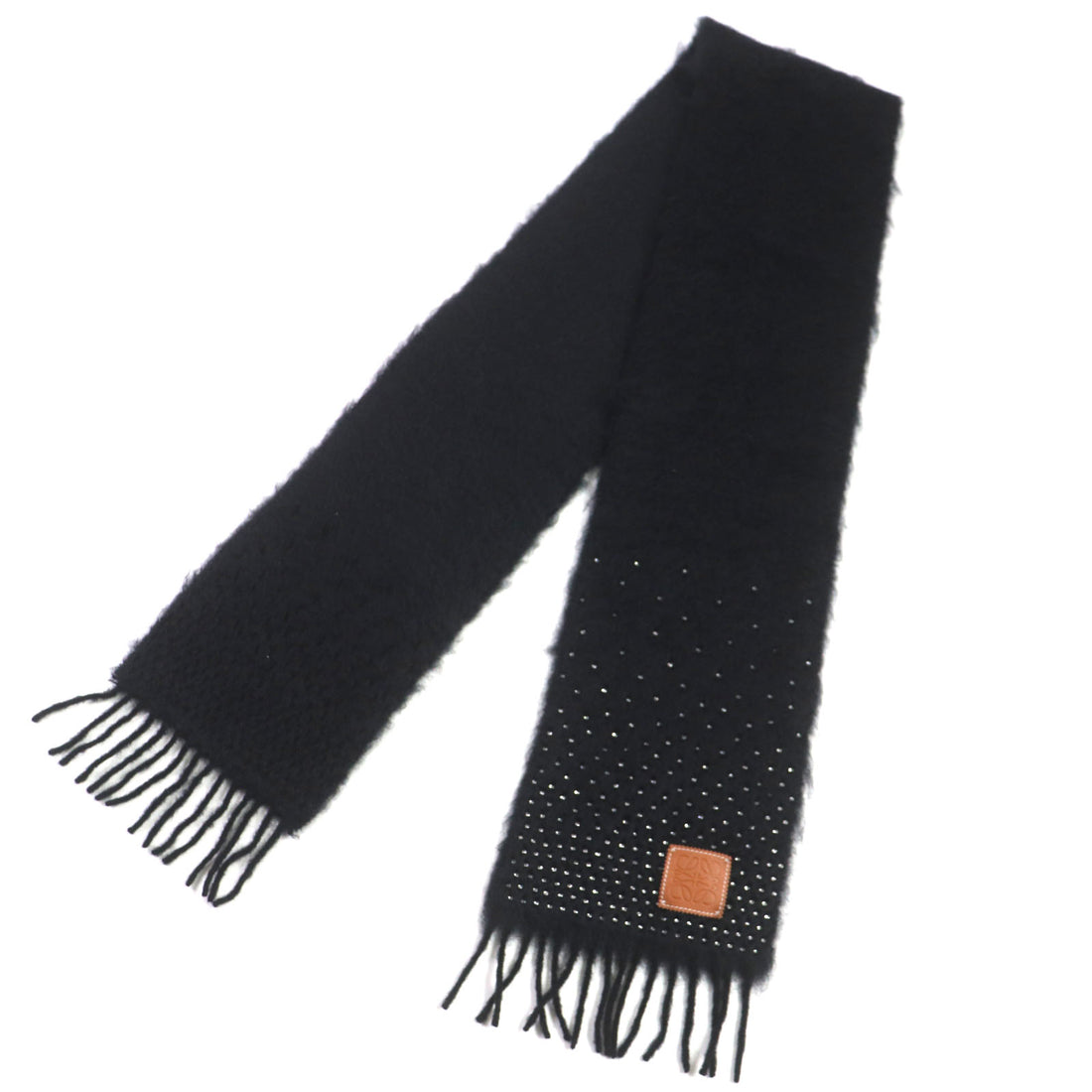 Loewe Mohair Wool Rhinestone Logo Scarf