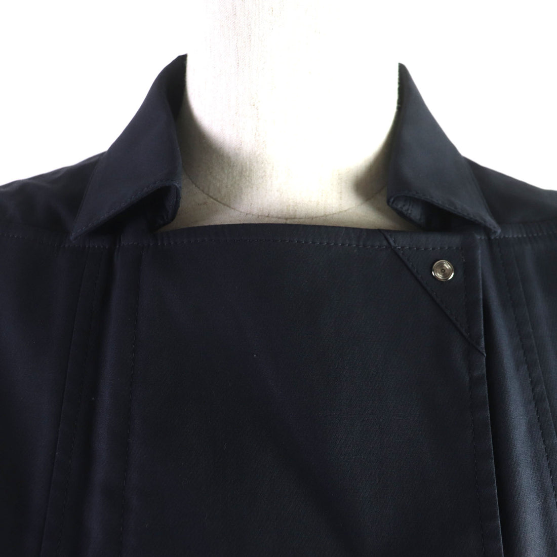 Hermes Cotton Silk H Logo Zip Coat Navy