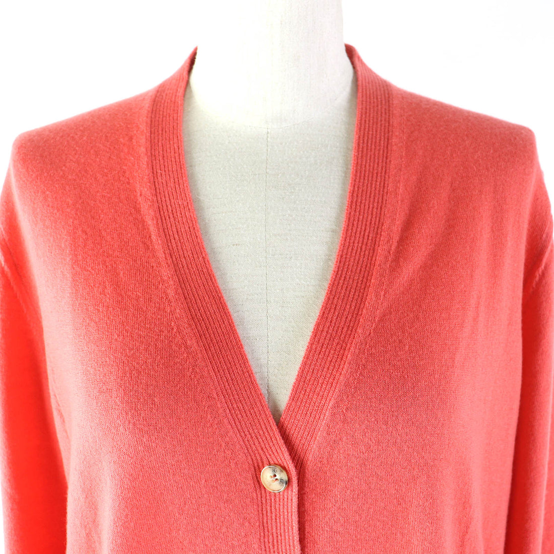 HERMES Cashmere V-neck Cardigan Red Pink