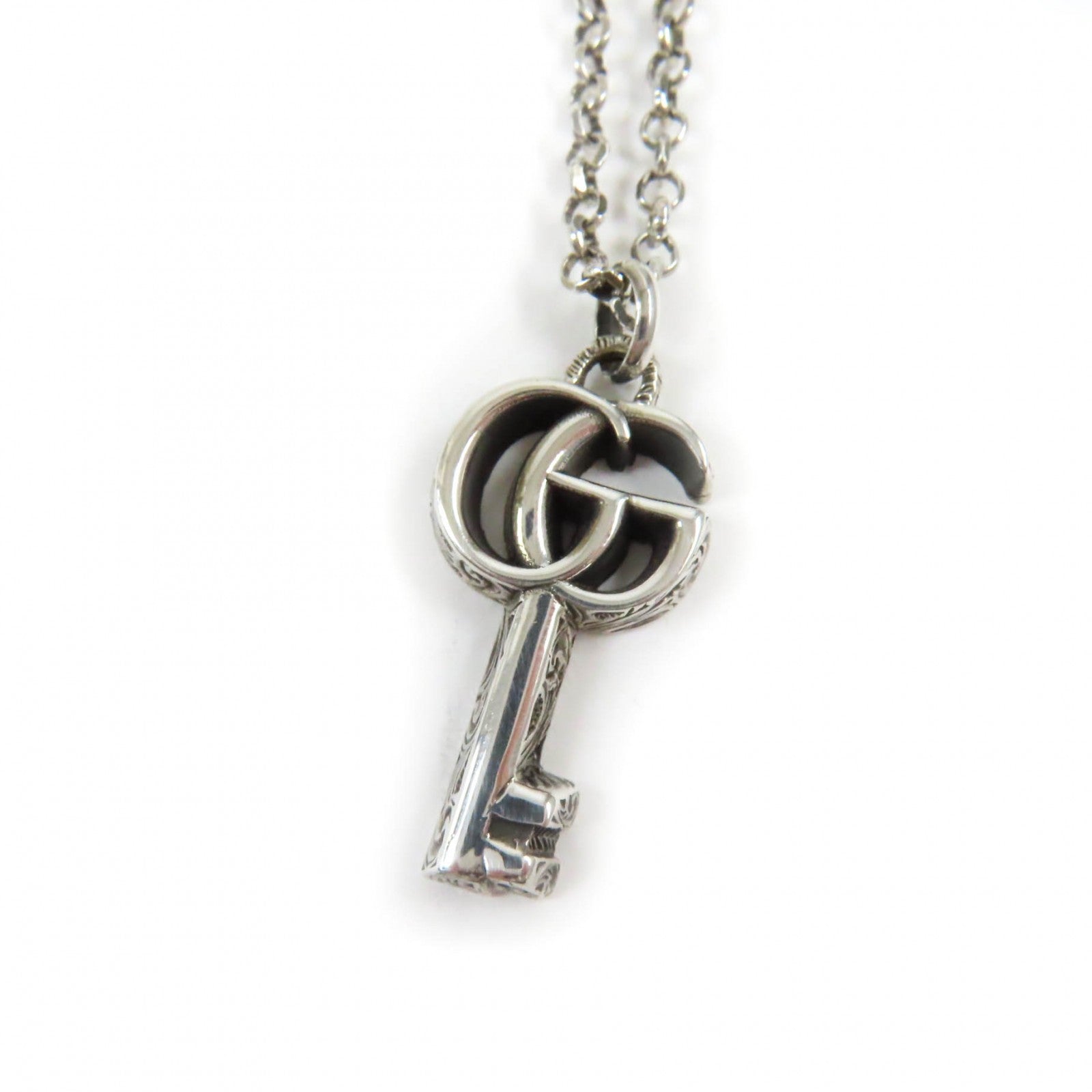 GUCCI AG925 Double G Key Necklace Silver