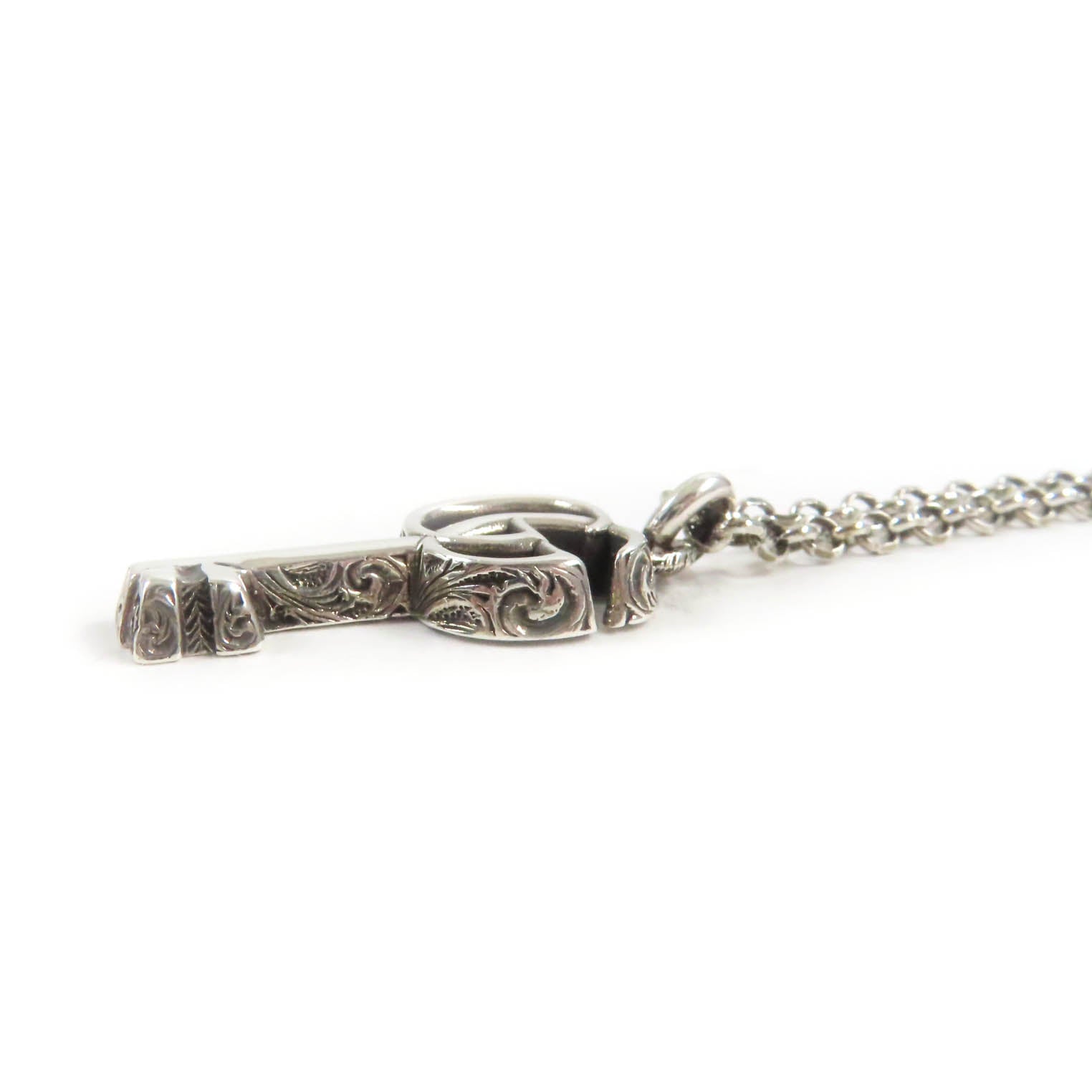 GUCCI AG925 Double G Key Necklace Silver