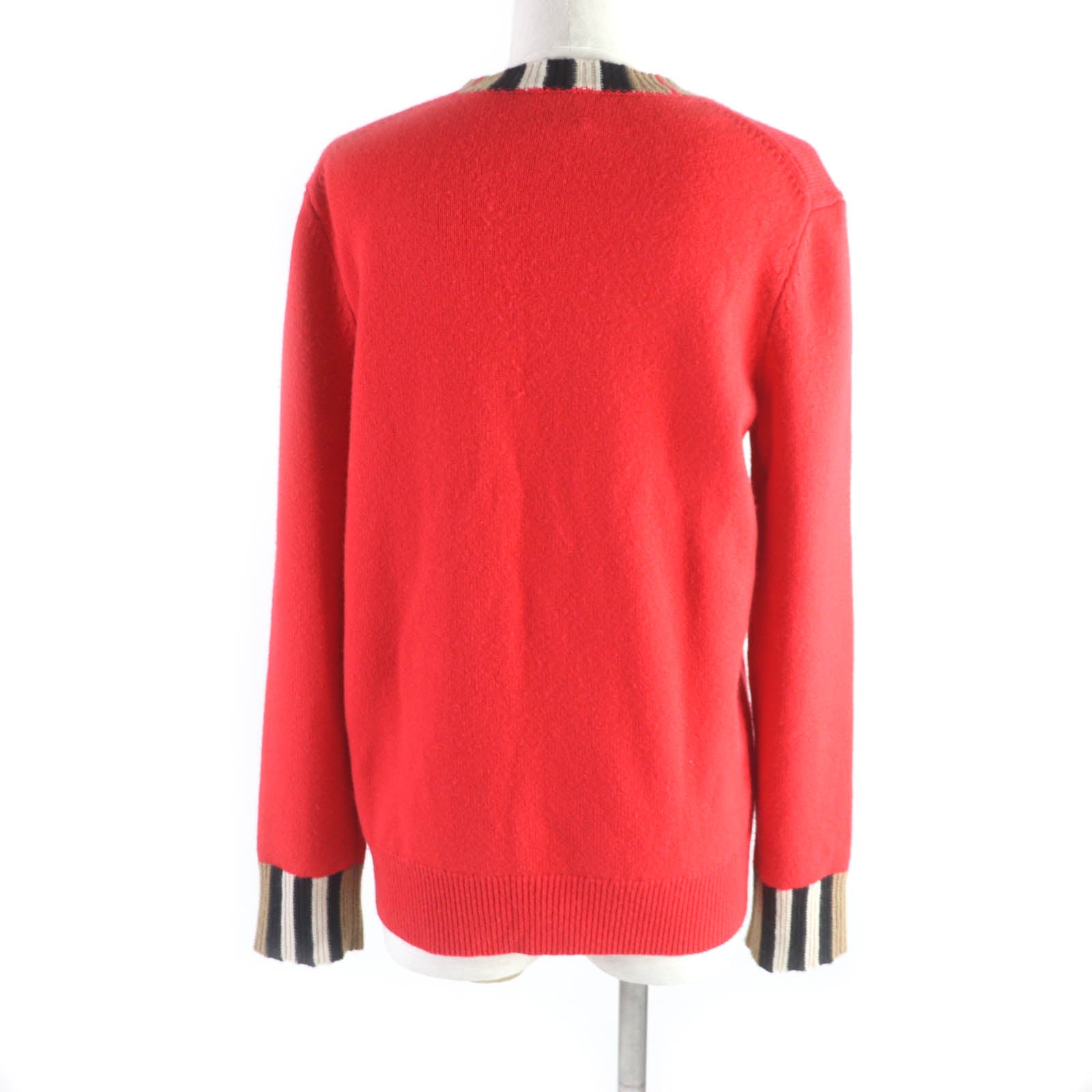 Burberry Cashmere Nylon Nova Check Crew Neck Sweater Red