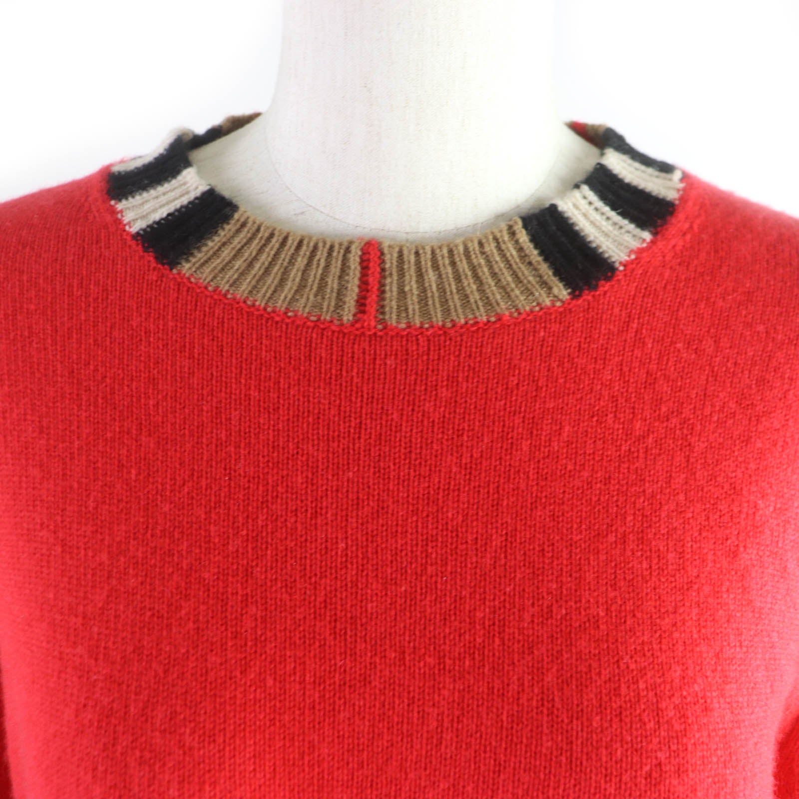 Burberry Cashmere Nylon Nova Check Crew Neck Sweater Red