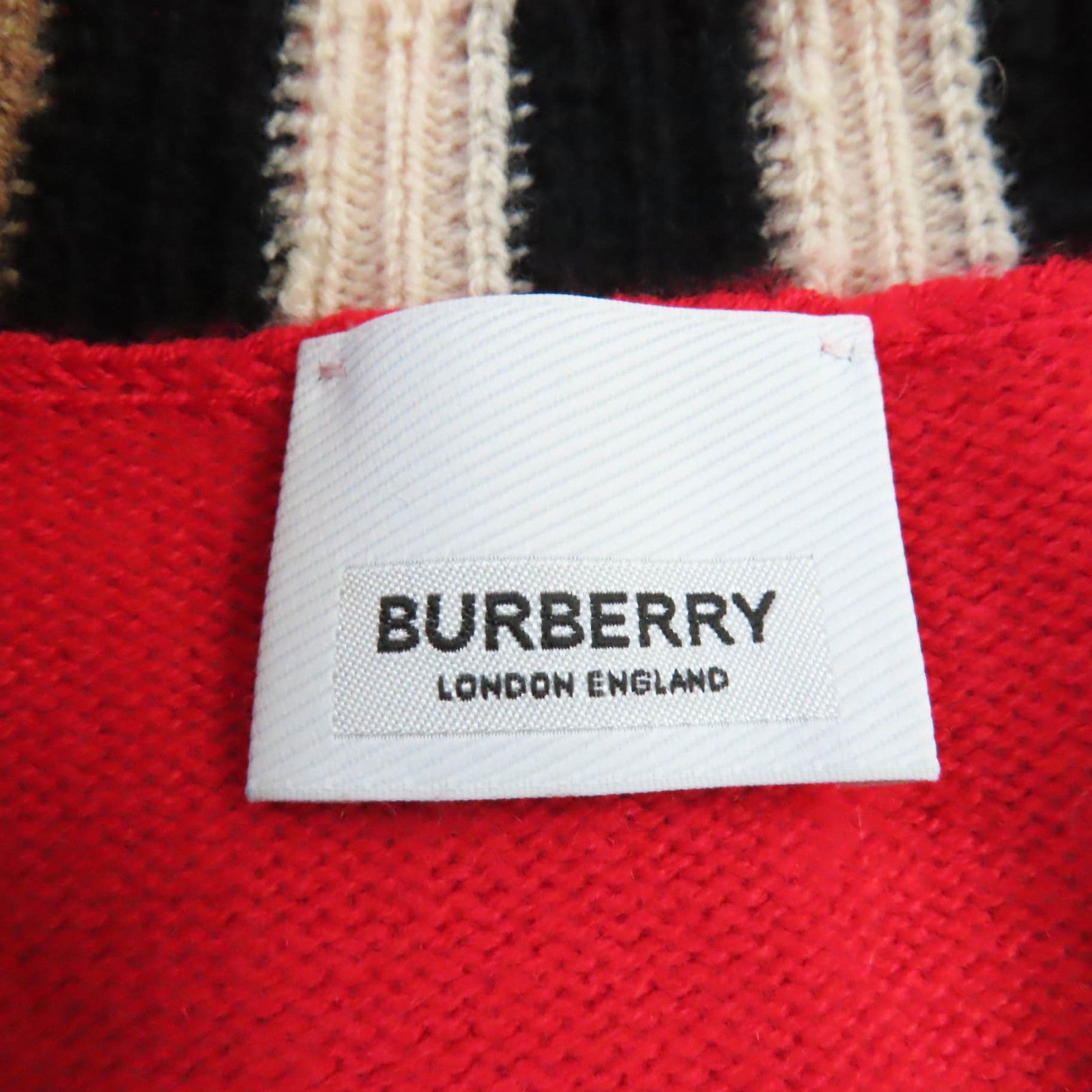 Burberry Cashmere Nylon Nova Check Crew Neck Sweater Red