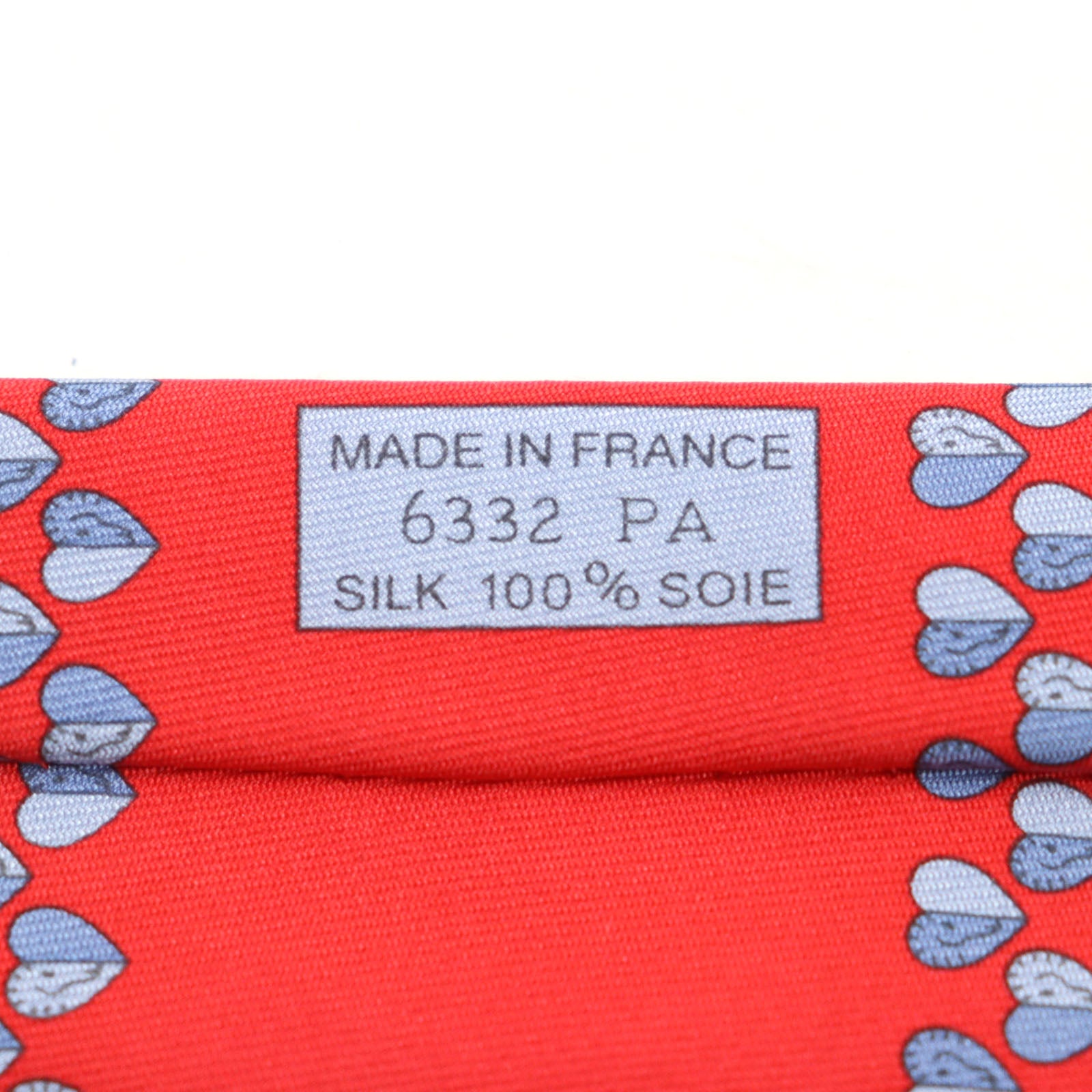 HERMES Cheval en Coeur Silk Tie Red Heart