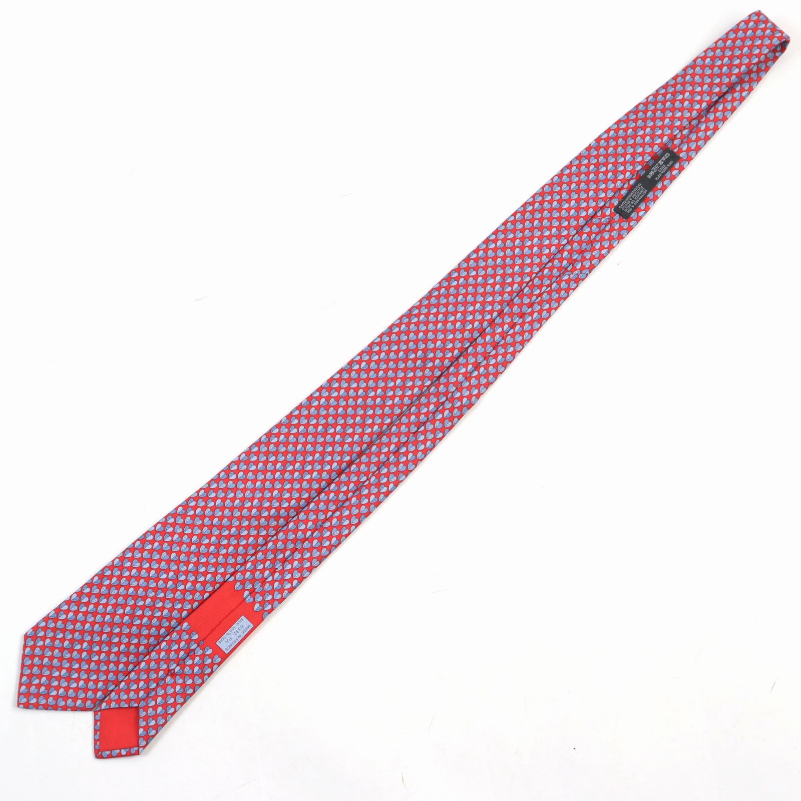 HERMES Cheval en Coeur Silk Tie Red Heart