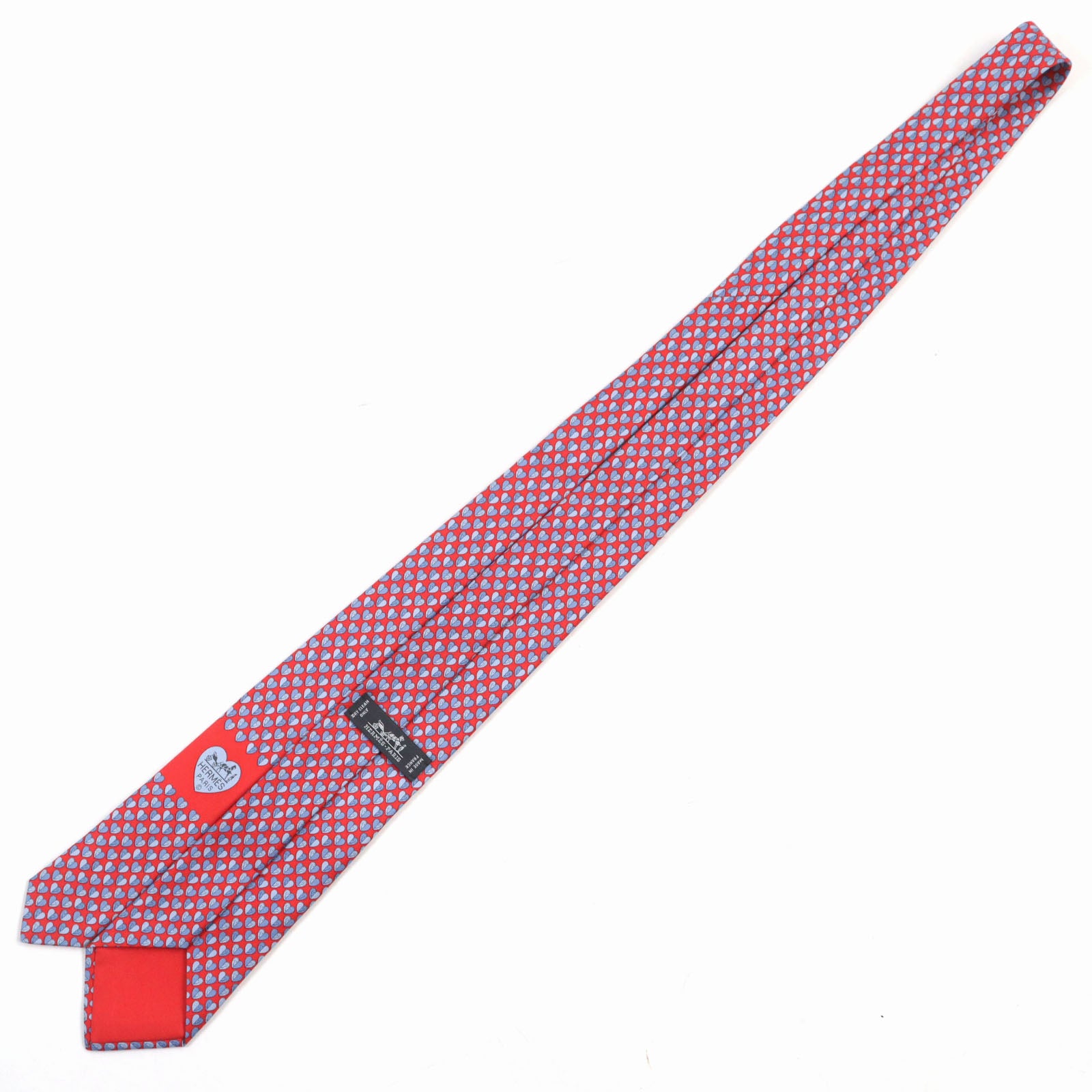 HERMES Cheval en Coeur Silk Tie Red Heart