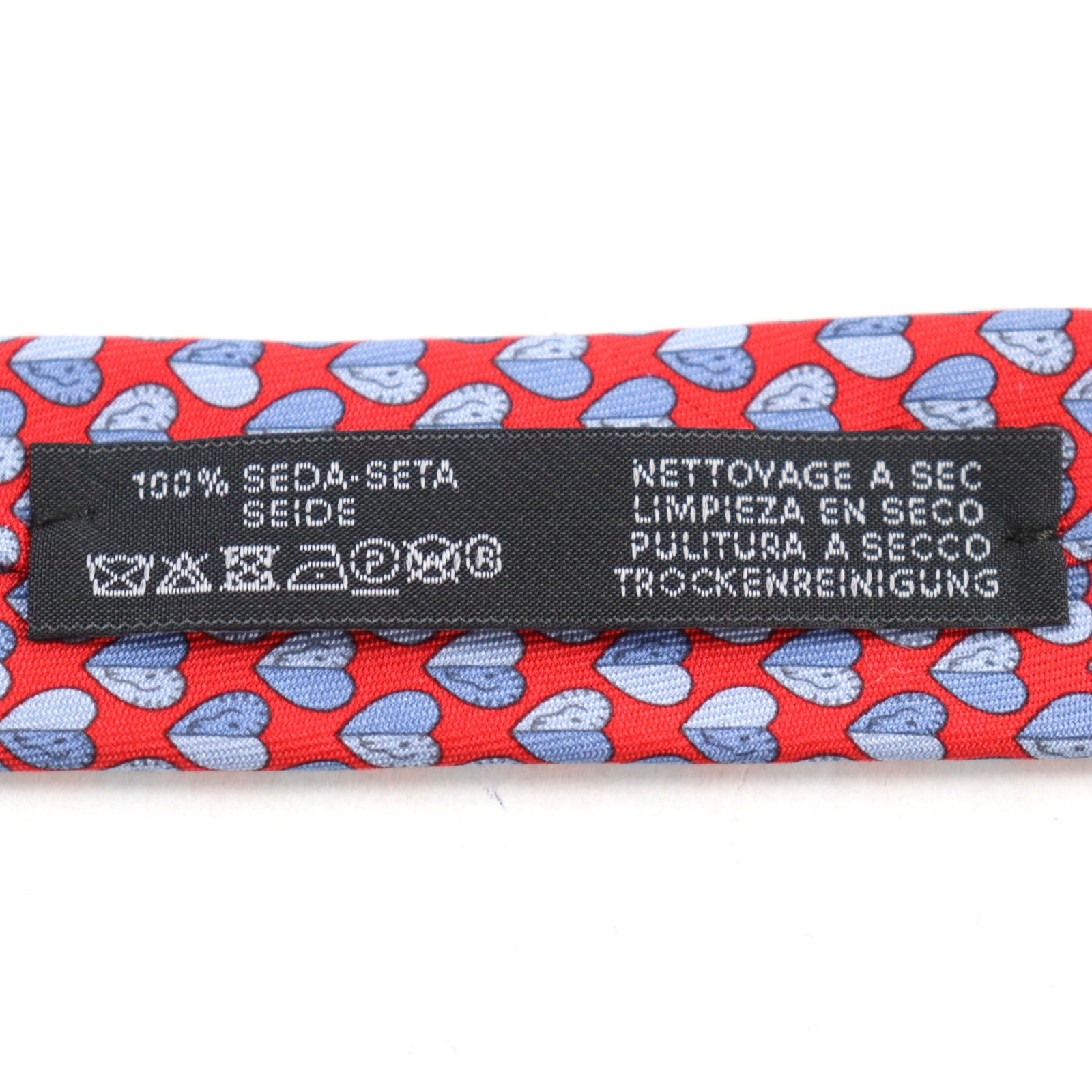 HERMES Cheval en Coeur Silk Tie Red Heart