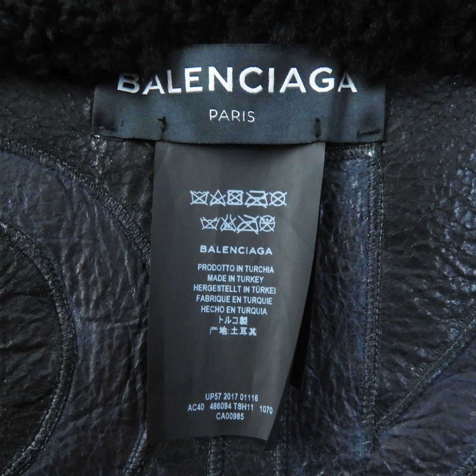 Balenciaga Lamb Fur Logo Scarf Black White