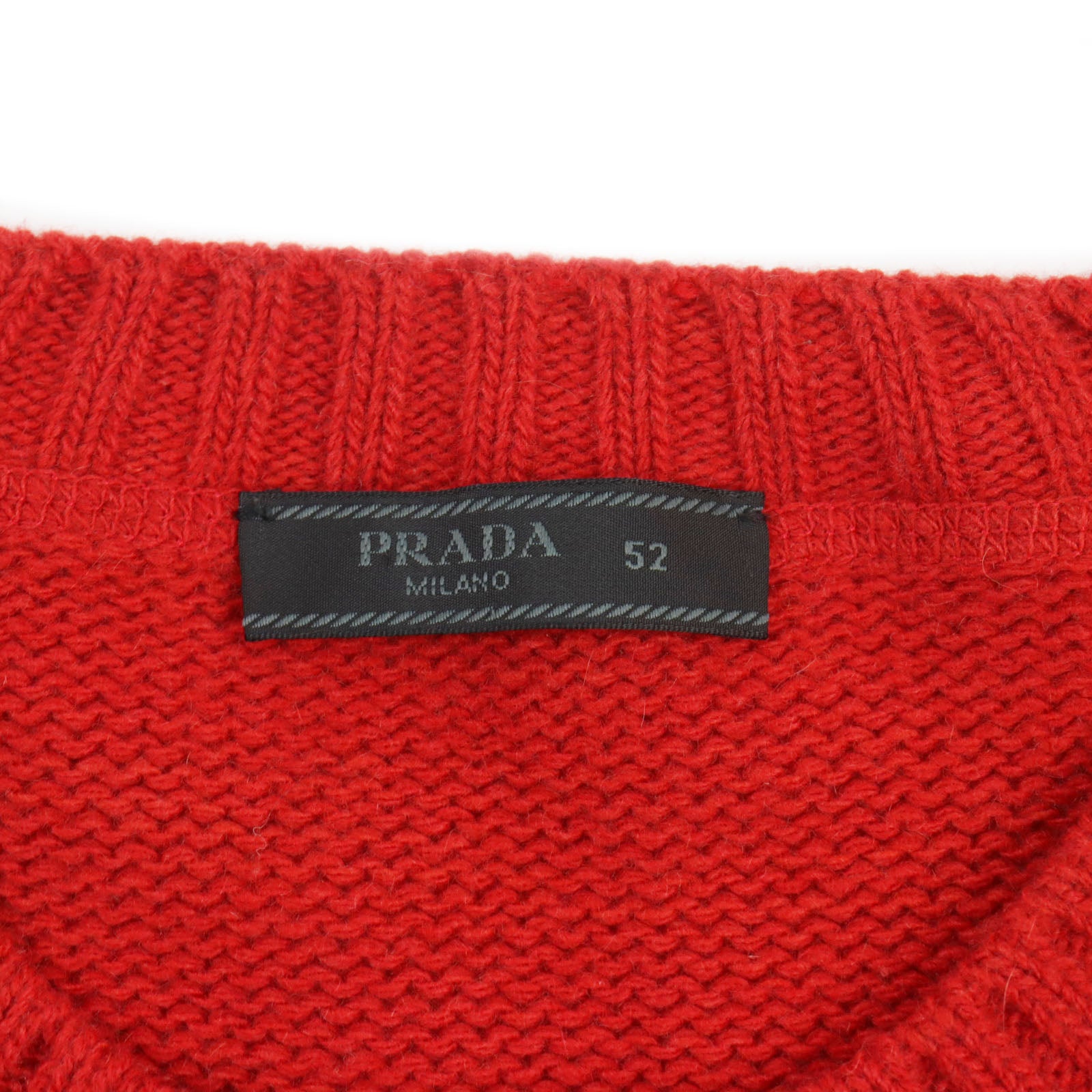 Prada Wool Cashmere Logo Crew Neck Sweater Red