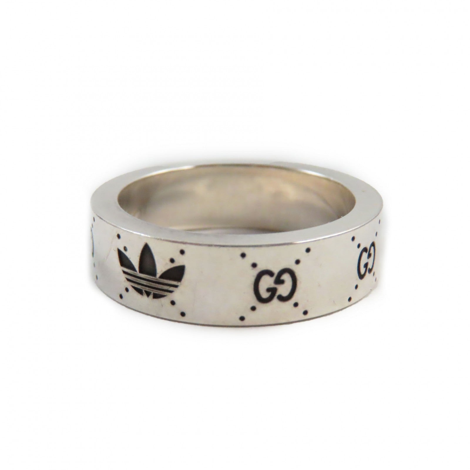 Gucci Silver Ring Interlocking G Trefoil Logo