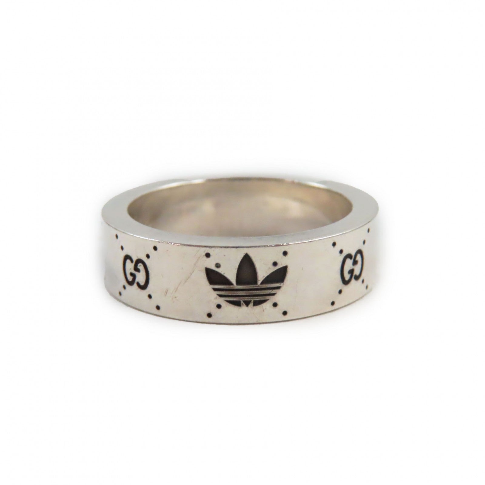 Gucci Silver Ring Interlocking G Trefoil Logo