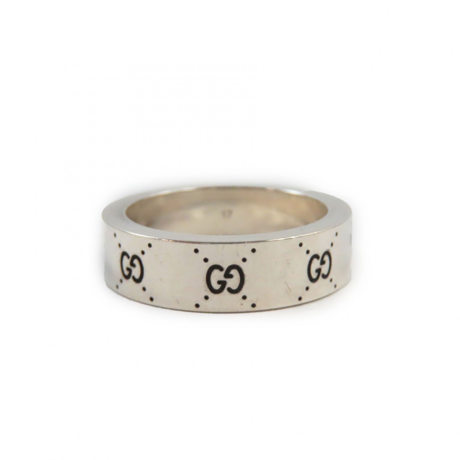 Gucci Silver Ring Interlocking G Trefoil Logo