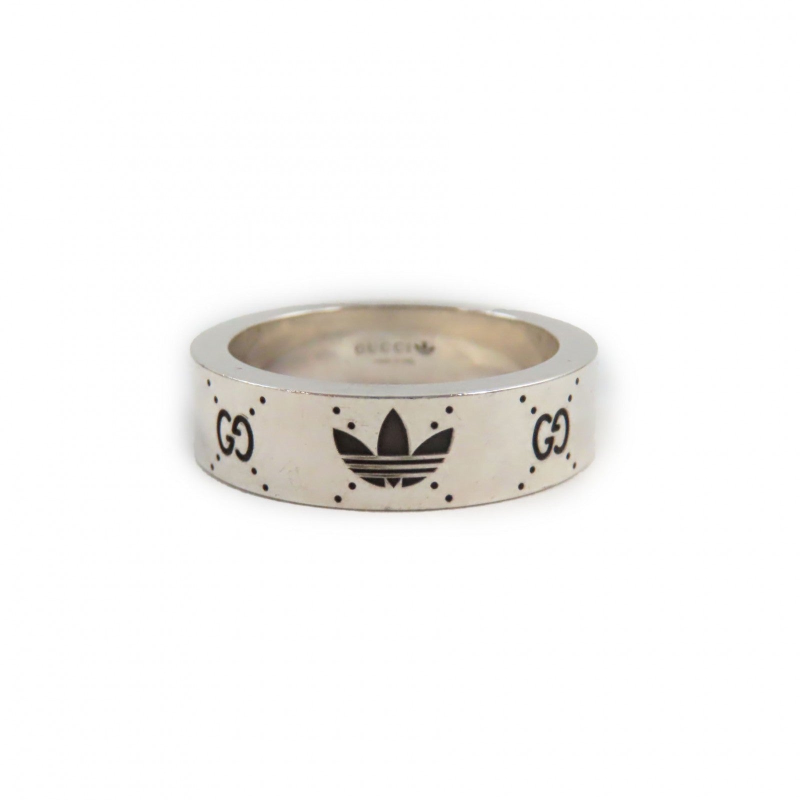 Gucci Silver Ring Interlocking G Trefoil Logo