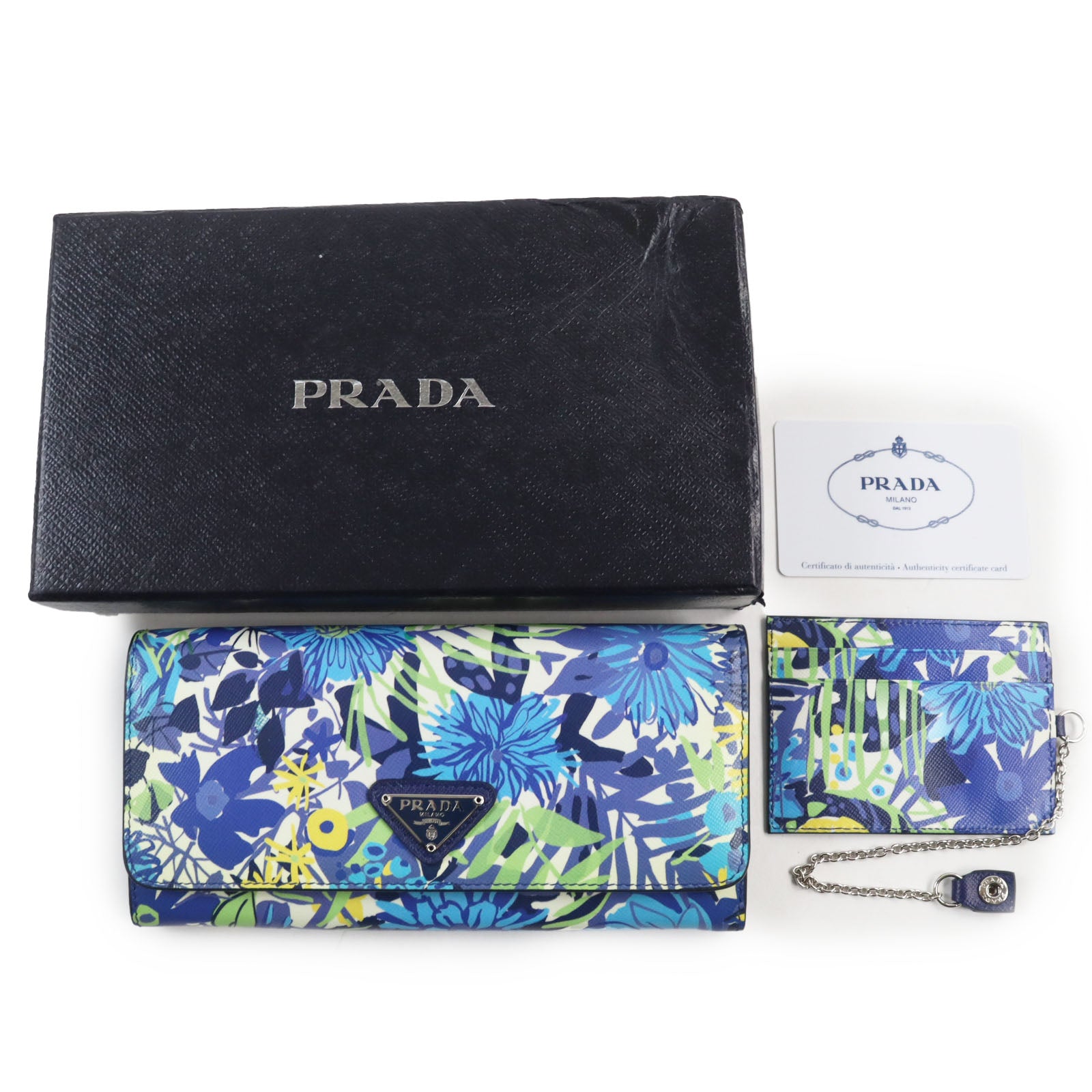 Prada Saffiano Floral Bifold Long Wallet