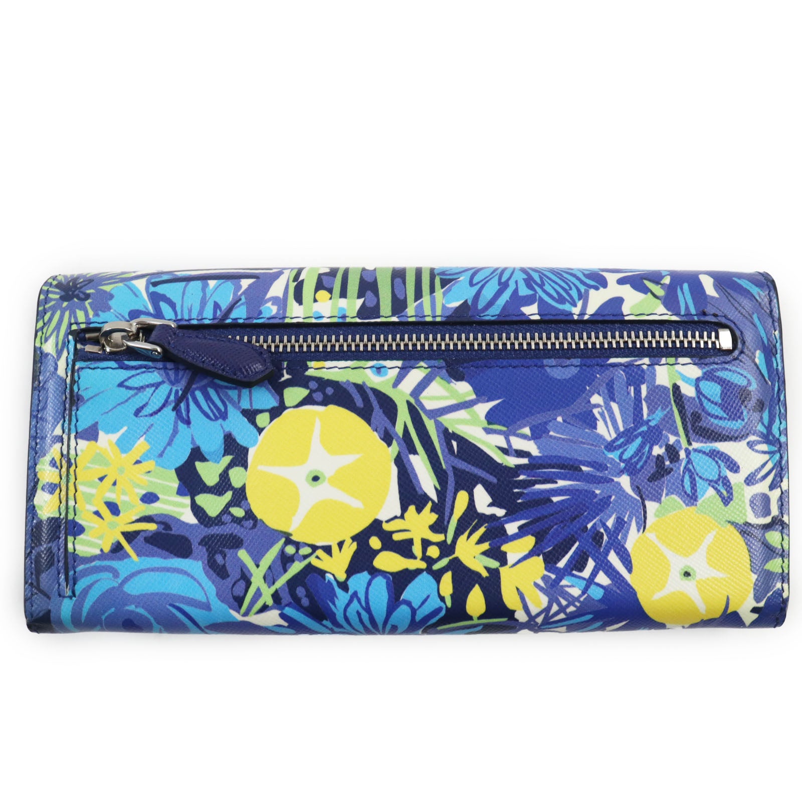 Prada Saffiano Floral Bifold Long Wallet