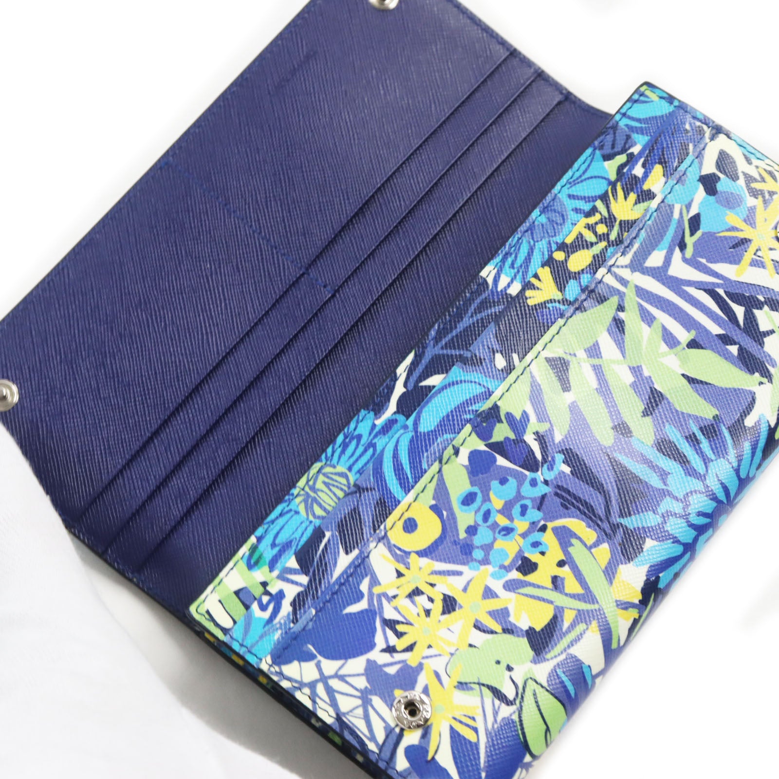 Prada Saffiano Floral Bifold Long Wallet