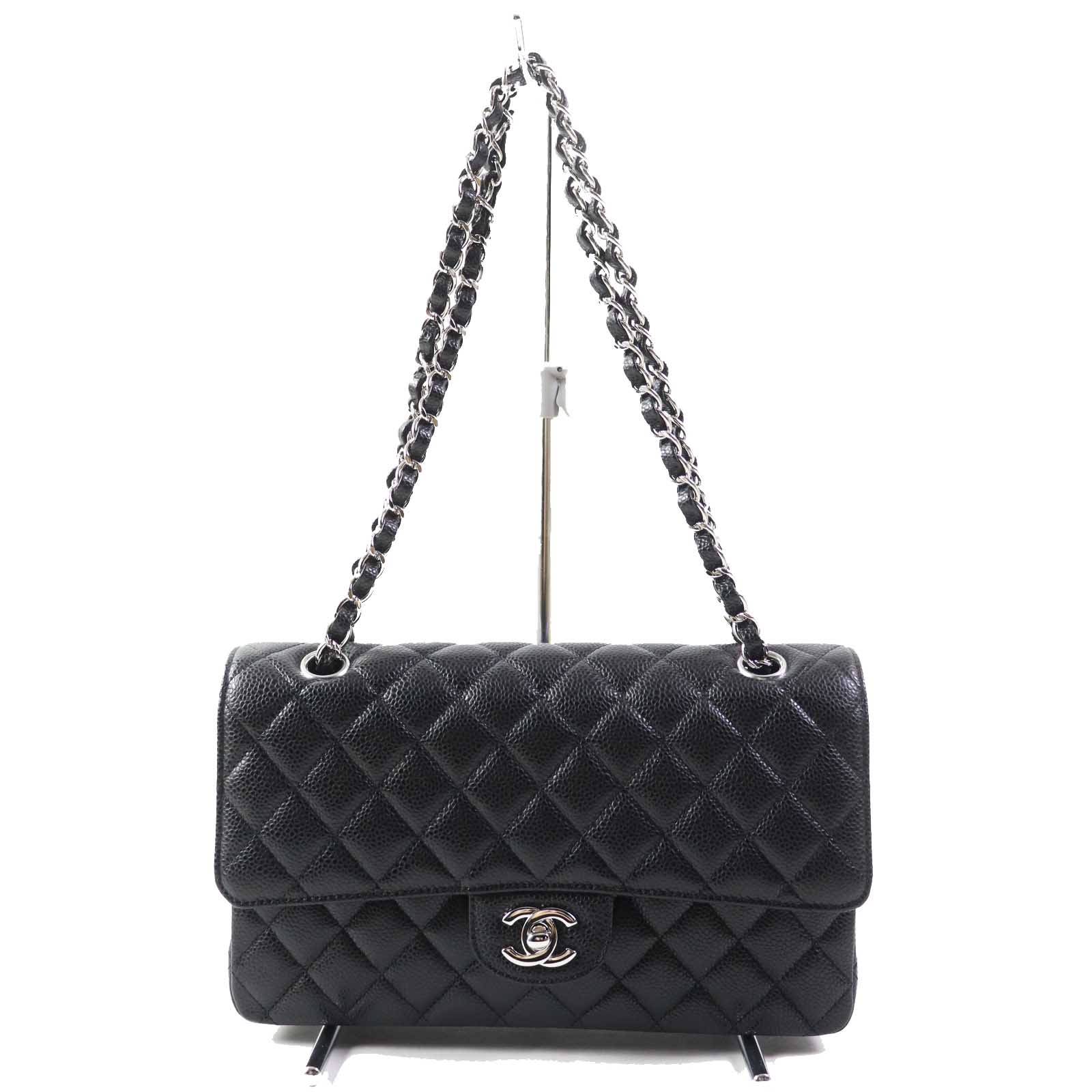 Chanel Caviar Skin Double Flap Chain Shoulder Bag