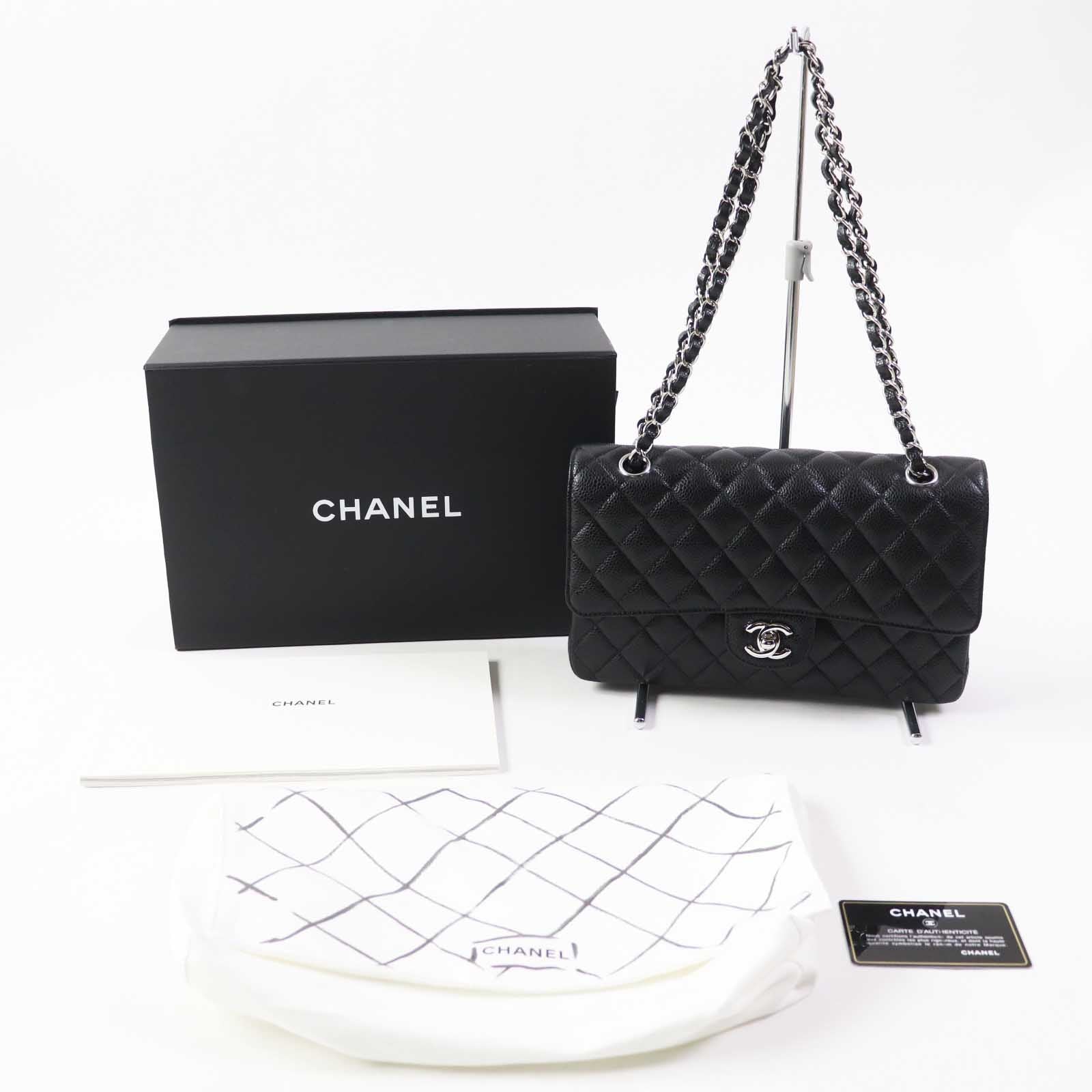 Chanel Caviar Skin Double Flap Chain Shoulder Bag