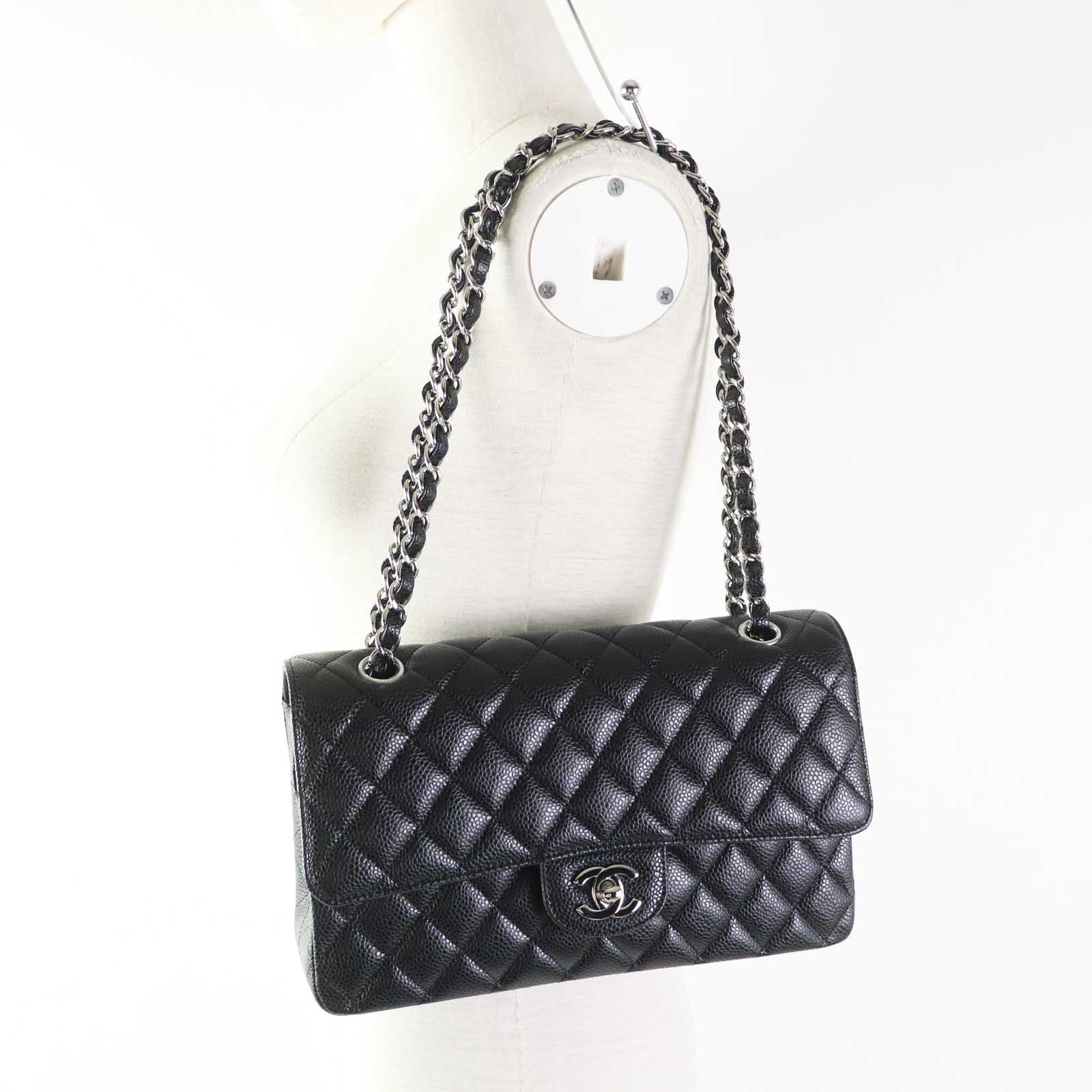 Chanel Caviar Skin Double Flap Chain Shoulder Bag