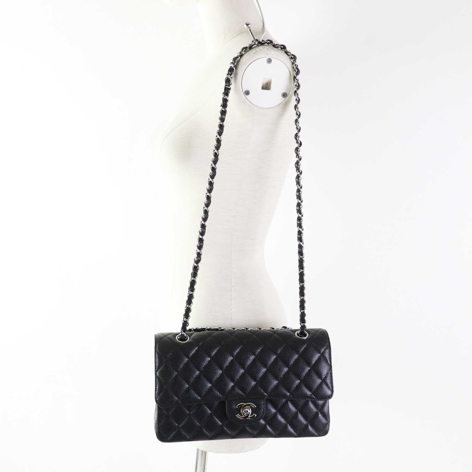 Chanel Caviar Skin Double Flap Chain Shoulder Bag