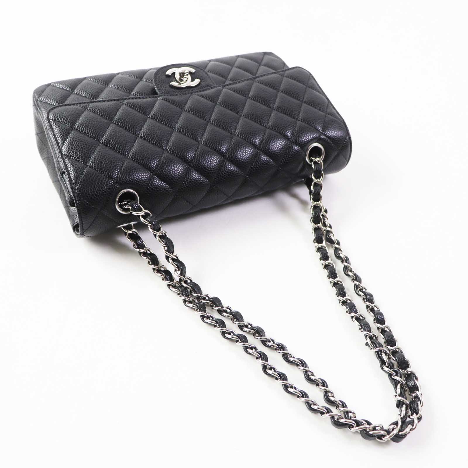 Chanel Caviar Skin Double Flap Chain Shoulder Bag