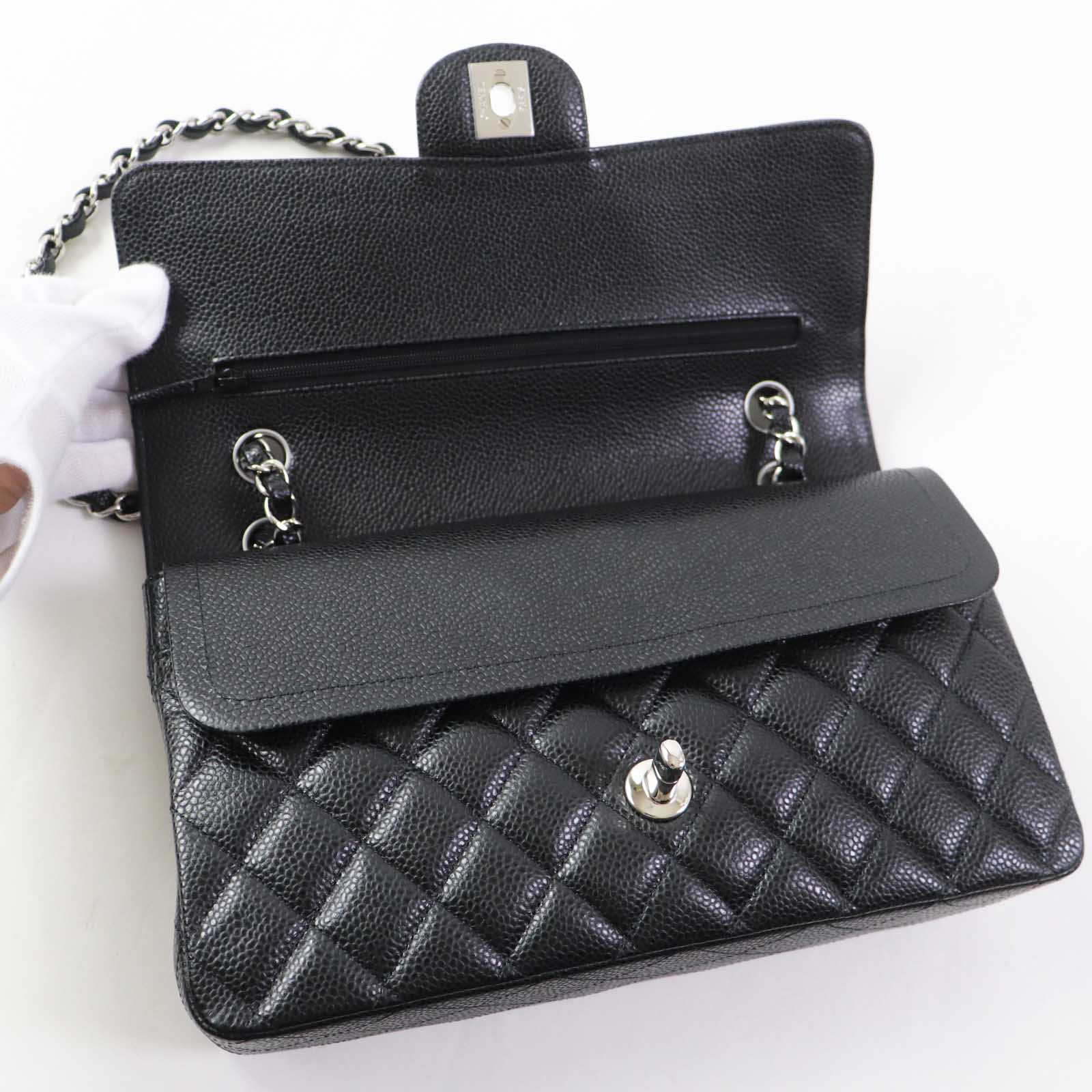 Chanel Caviar Skin Double Flap Chain Shoulder Bag