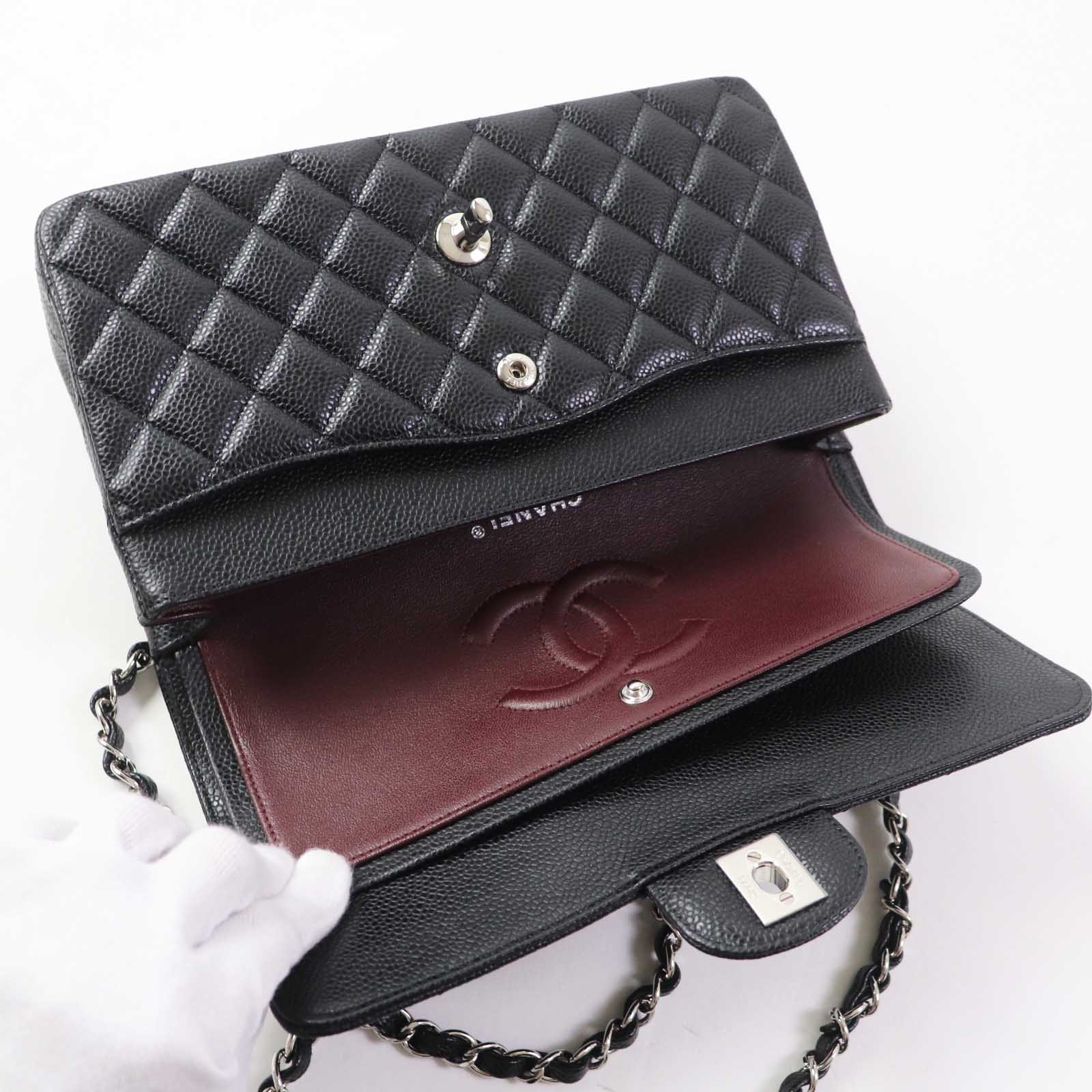 Chanel Caviar Skin Double Flap Chain Shoulder Bag