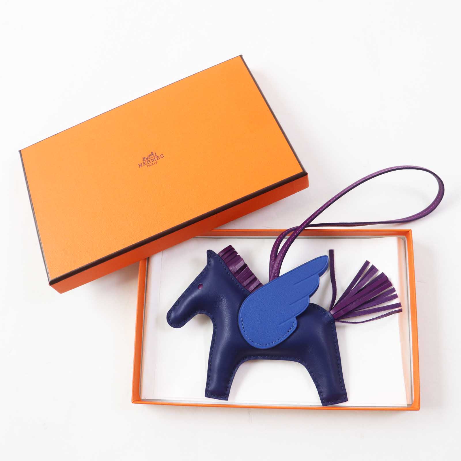 Hermes Rodeo Pegasus MM Charm Blue Saphir