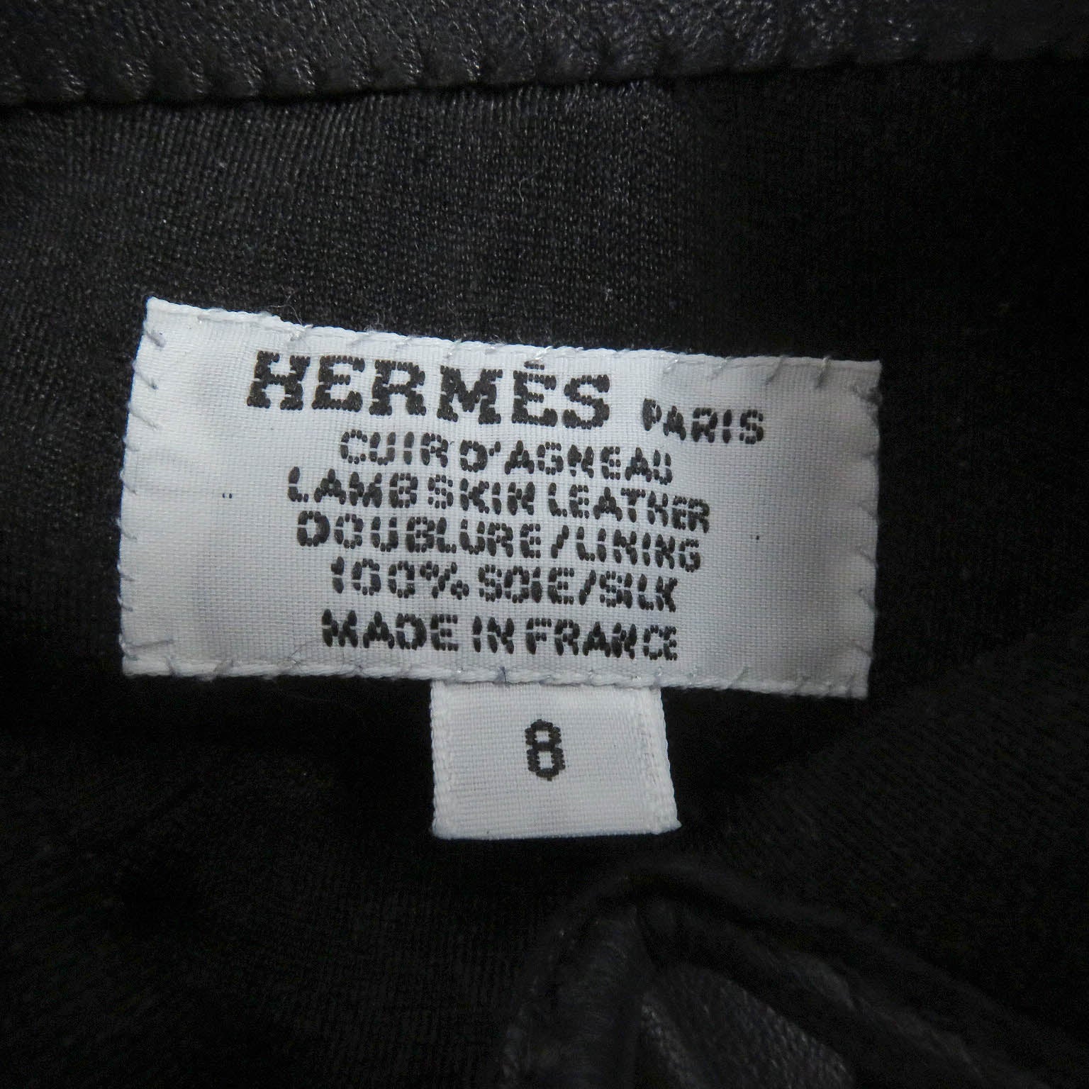 HERMES Leather Silk Gloves Dark Navy