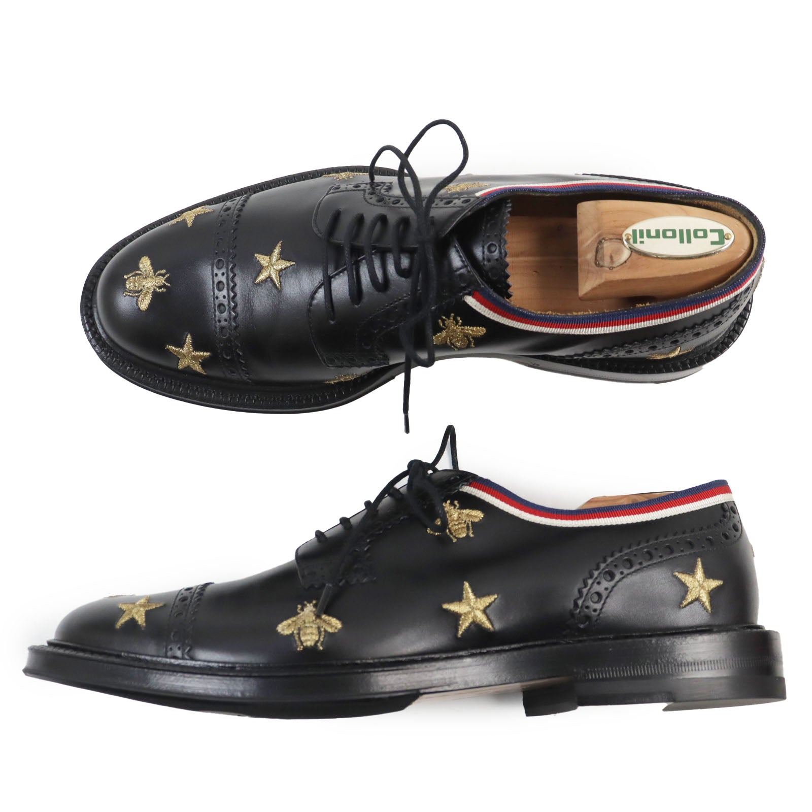 Gucci Leather Shoes 6.5 Bee Star Embroidery