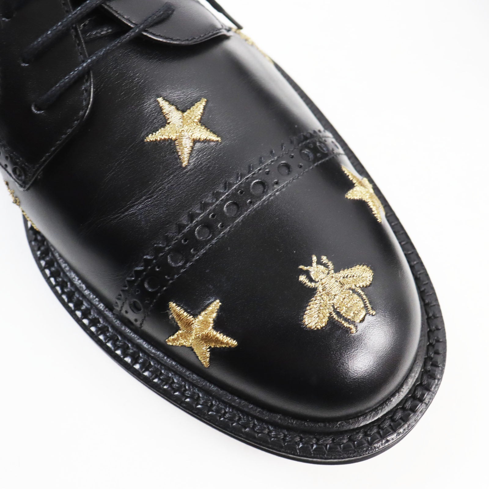 Gucci Leather Shoes 6.5 Bee Star Embroidery