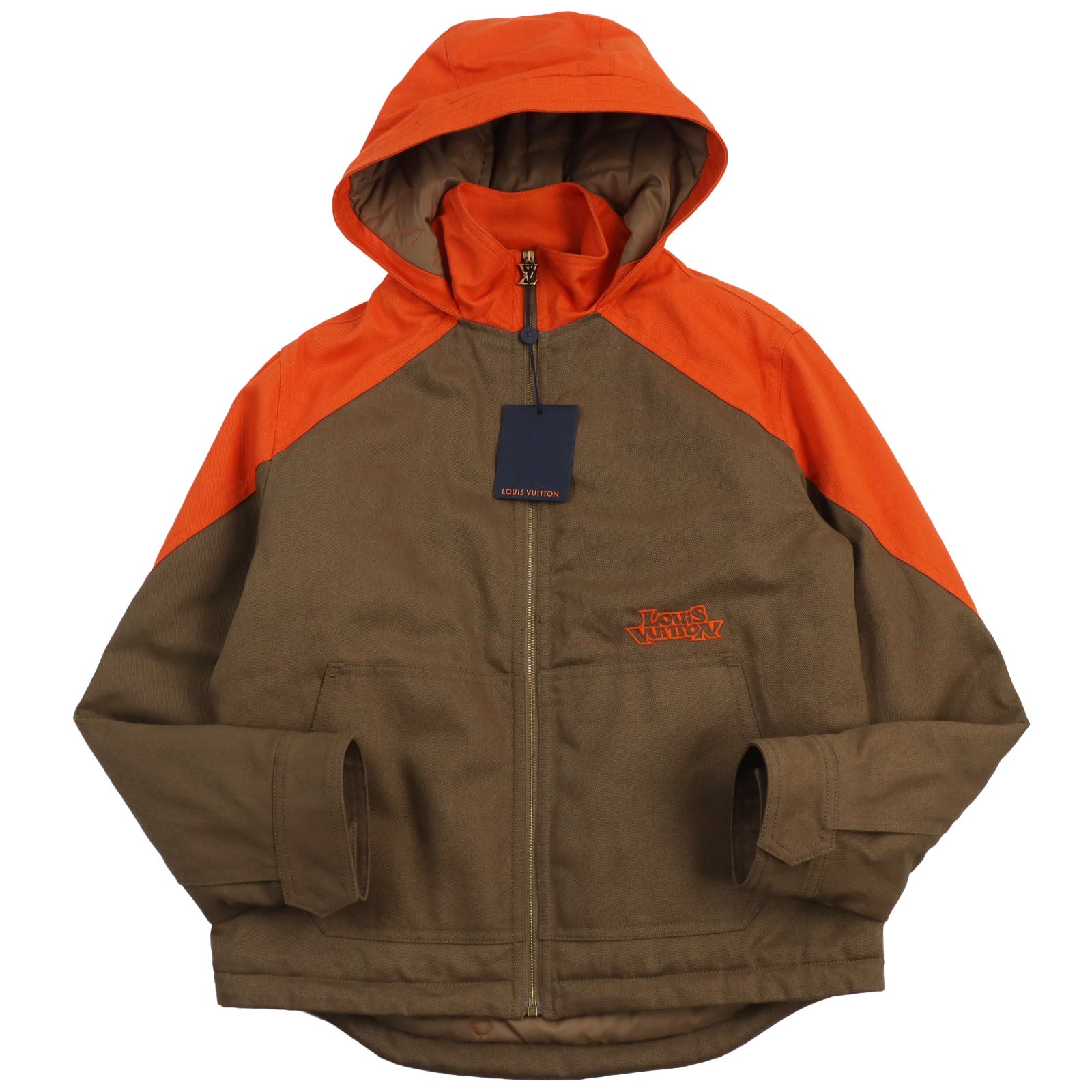 Louis Vuitton Padded Hooded Jacket Brown Orange