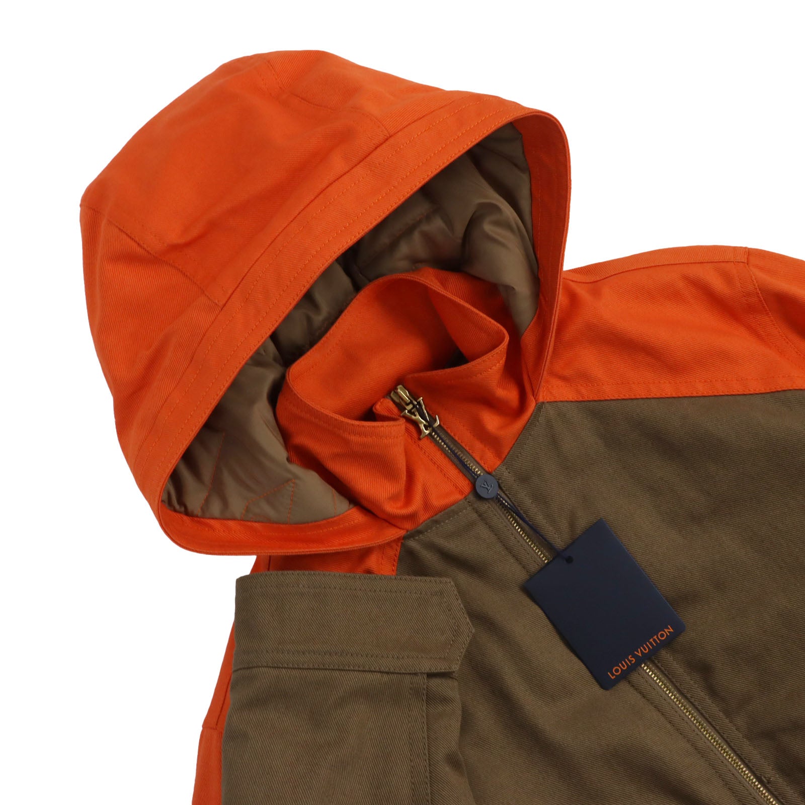 Louis Vuitton Padded Hooded Jacket Brown Orange