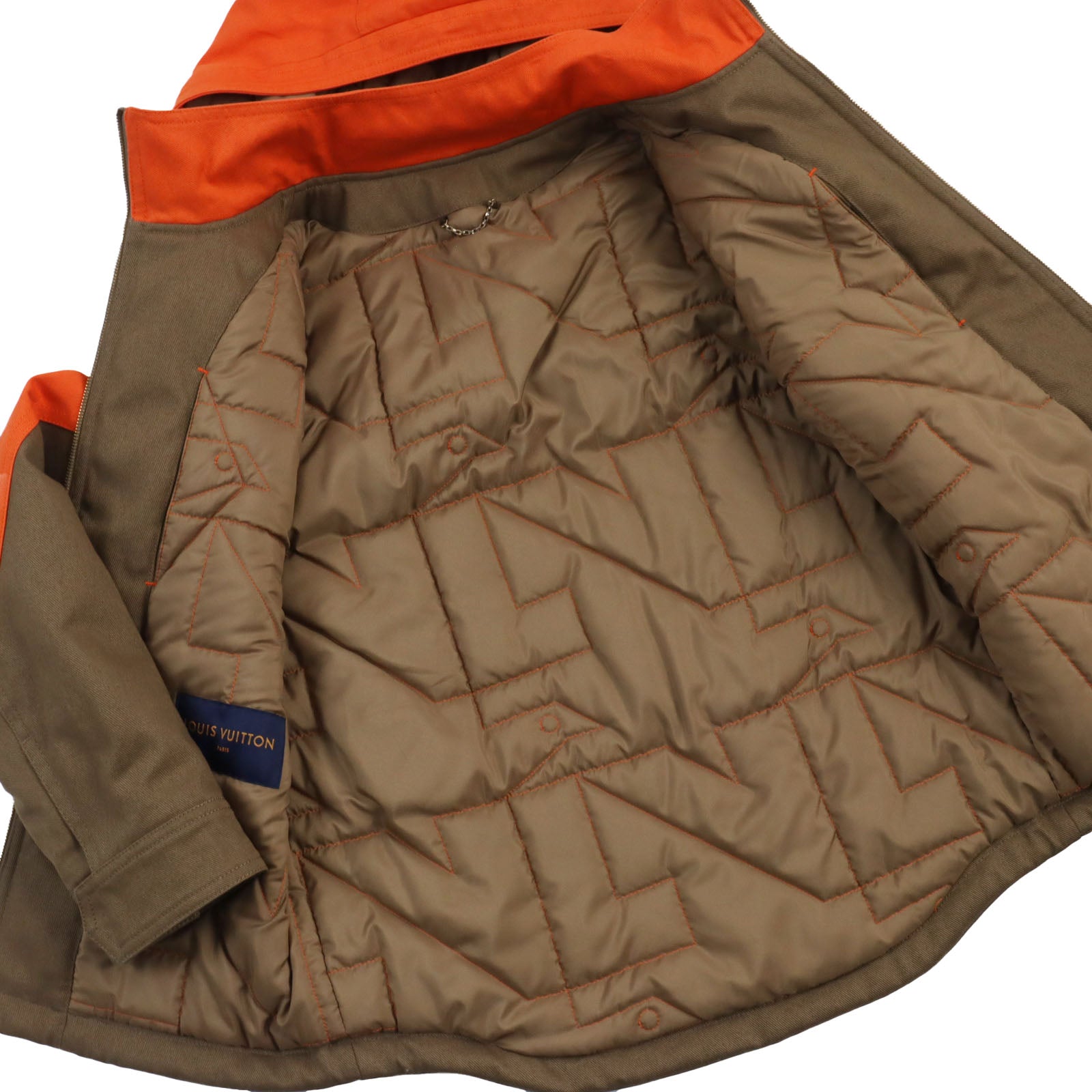 Louis Vuitton Padded Hooded Jacket Brown Orange