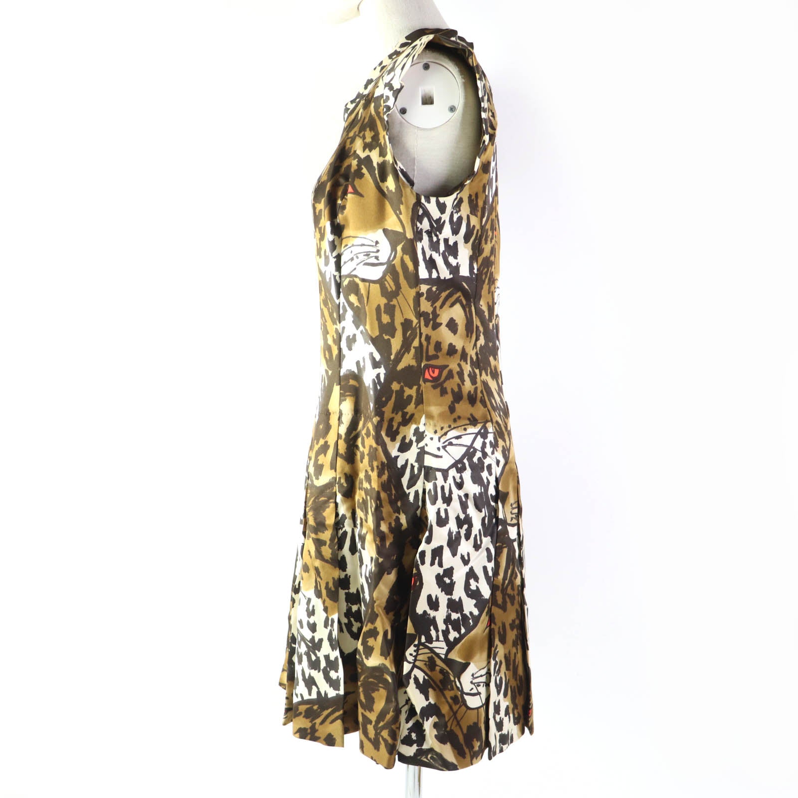 Louis Vuitton Silk Leopard V-neck Dress Brown