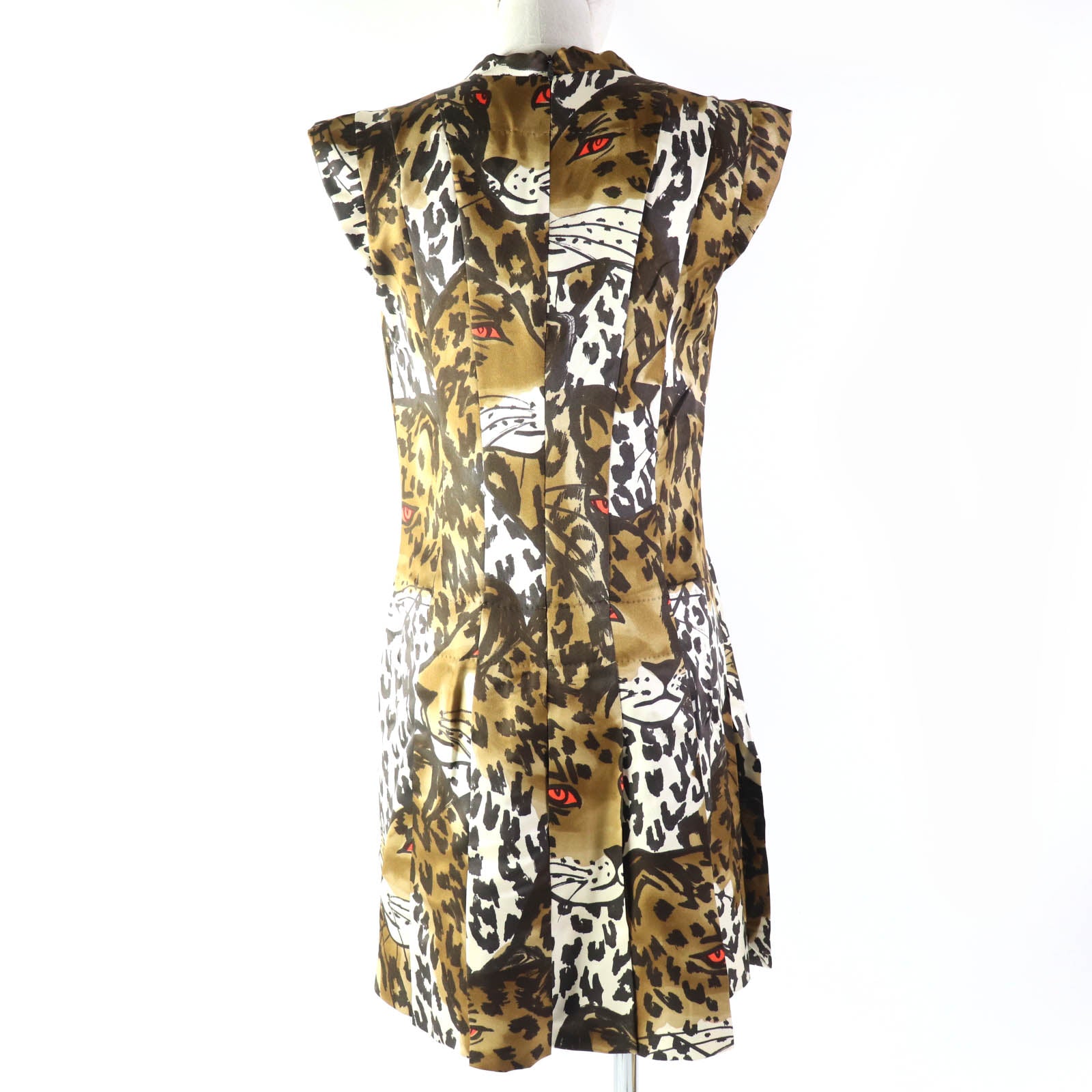 Louis Vuitton Silk Leopard V-neck Dress Brown