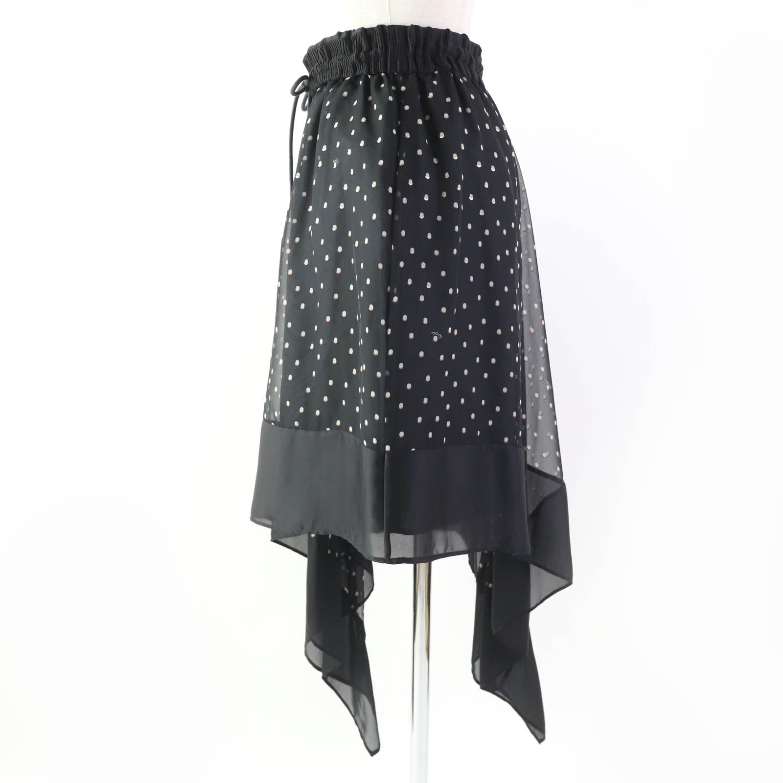 Sacai Dot Pattern Asymmetric Flare Skirt